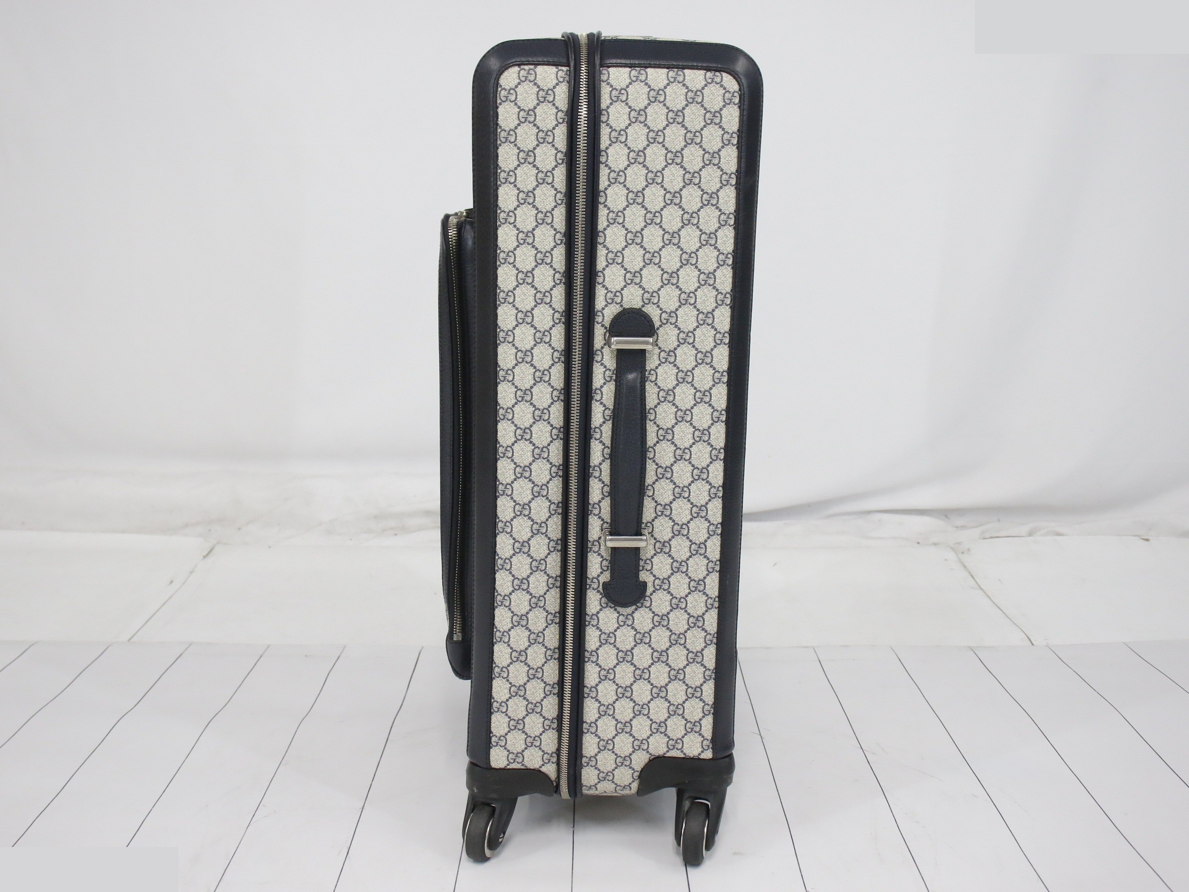 GG Supreme Carry Bag, PVC/Leather, Navy — view 3