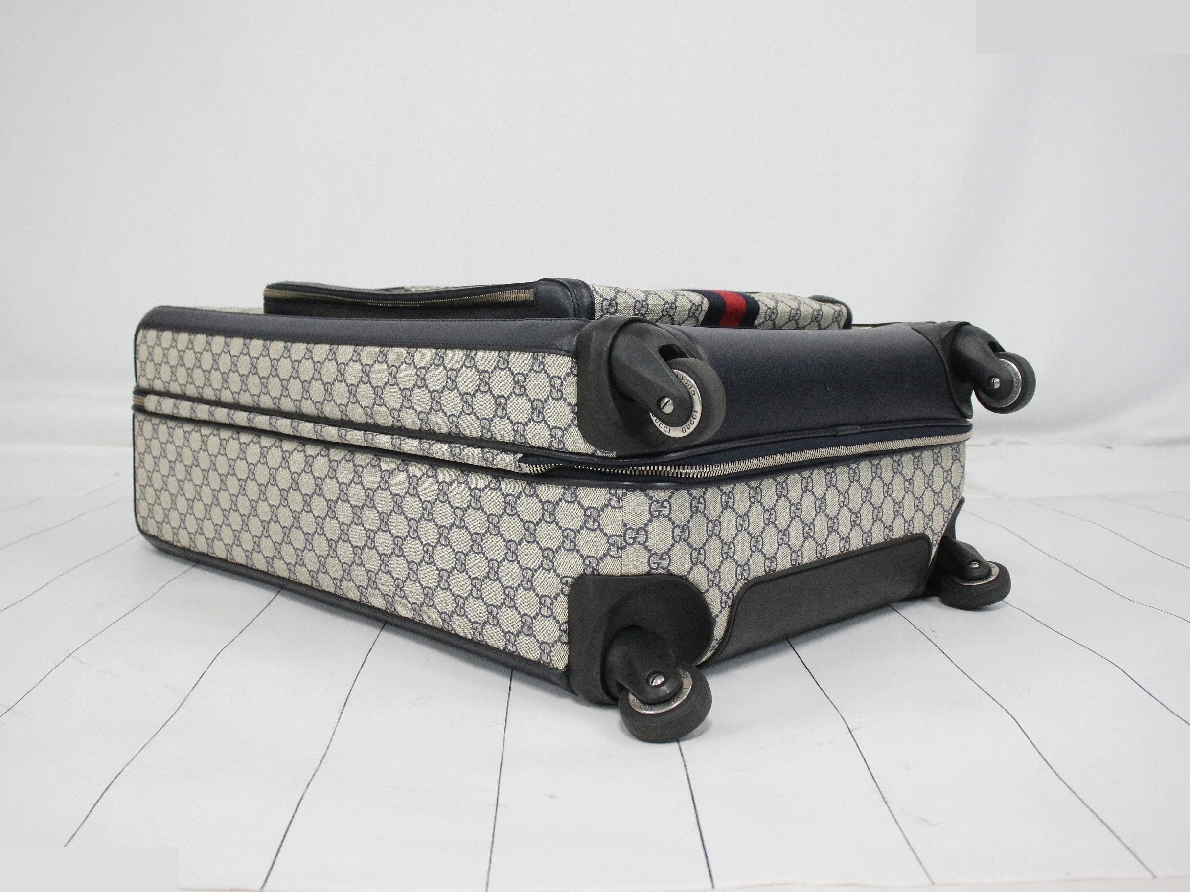 GG Supreme Carry Bag, PVC/Leather, Navy — view 5