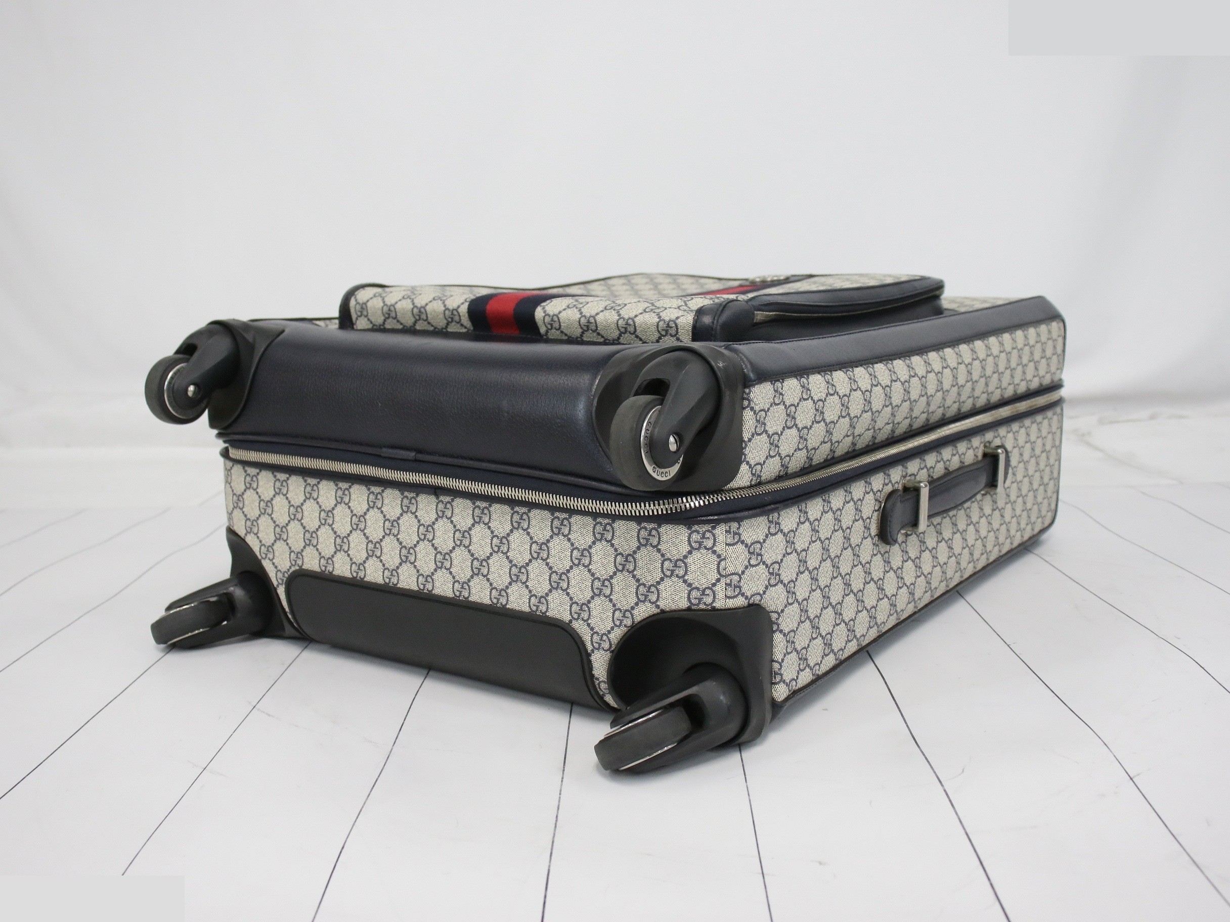 GG Supreme Carry Bag, PVC/Leather, Navy — view 6