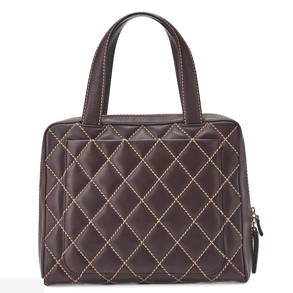 Calfskin Wild Stitch Handbag, Brown — view 4