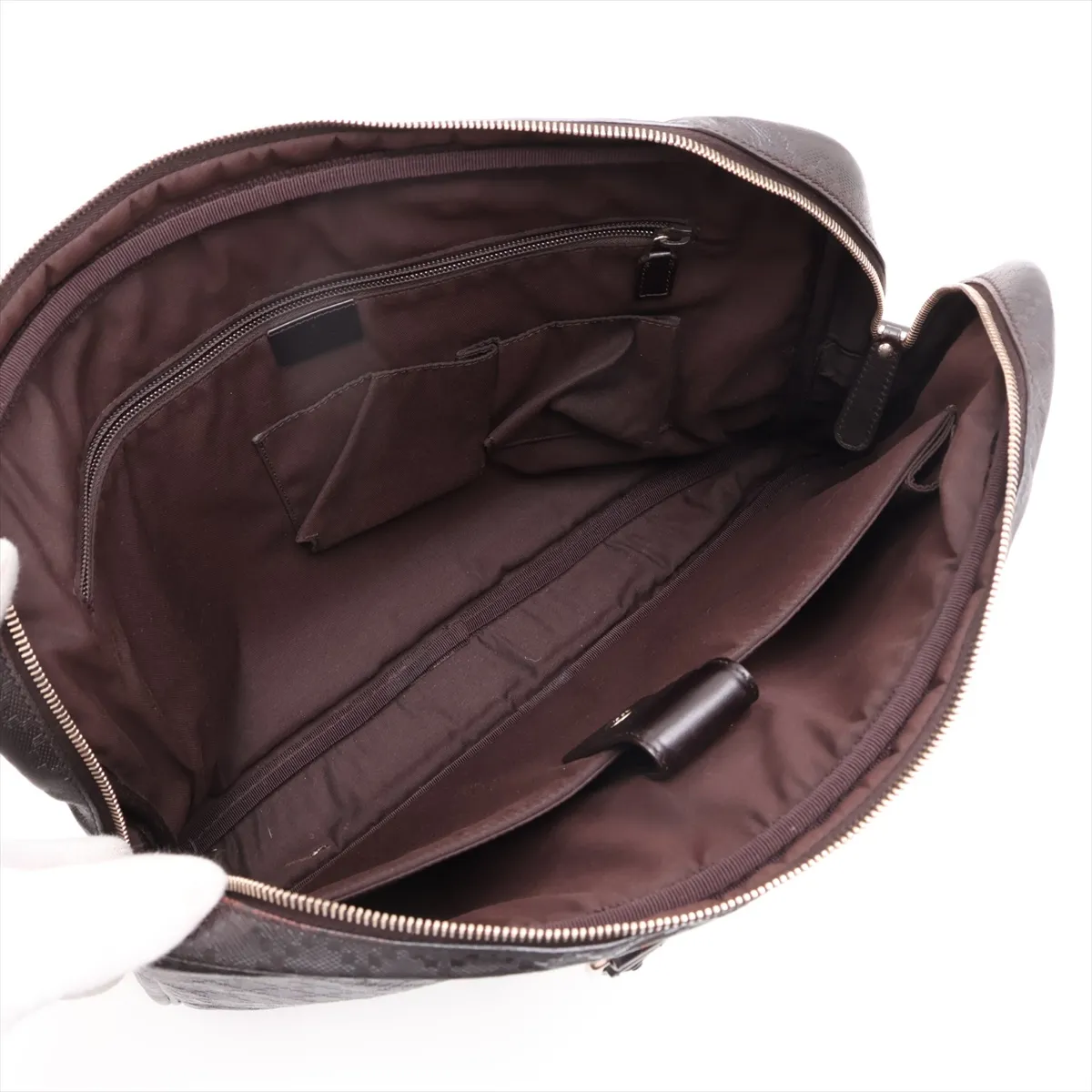 GG Embossed 208468 Leather 2-Way Business Bag, Brown — view 8