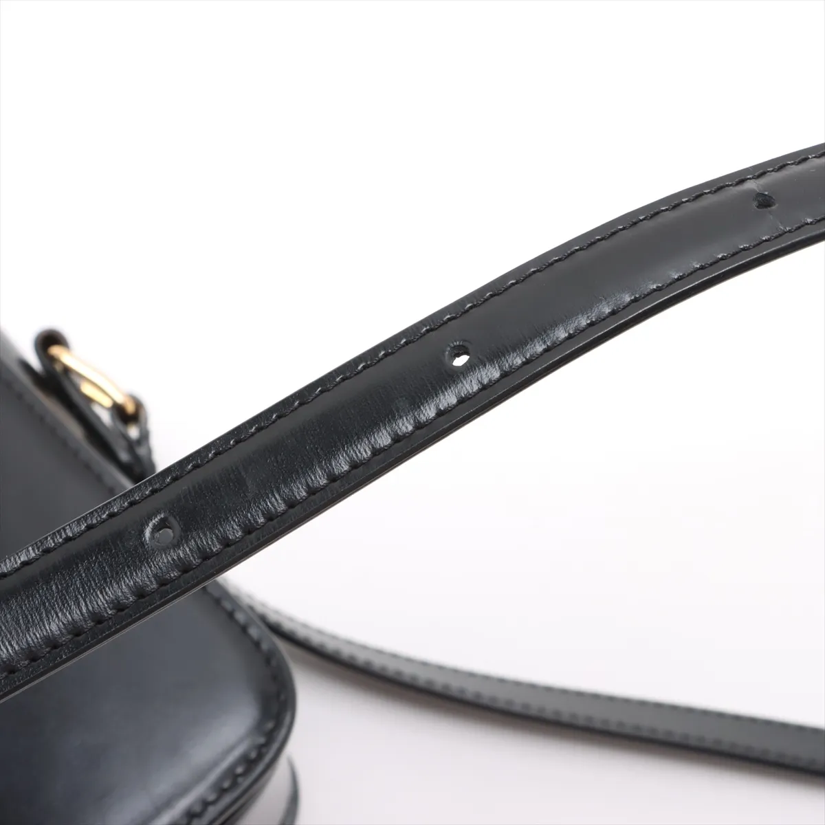 Triomphe Teen Leather Shoulder Bag Black — view 12