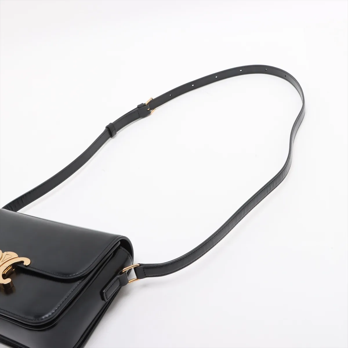 Triomphe Teen Leather Shoulder Bag Black — view 5