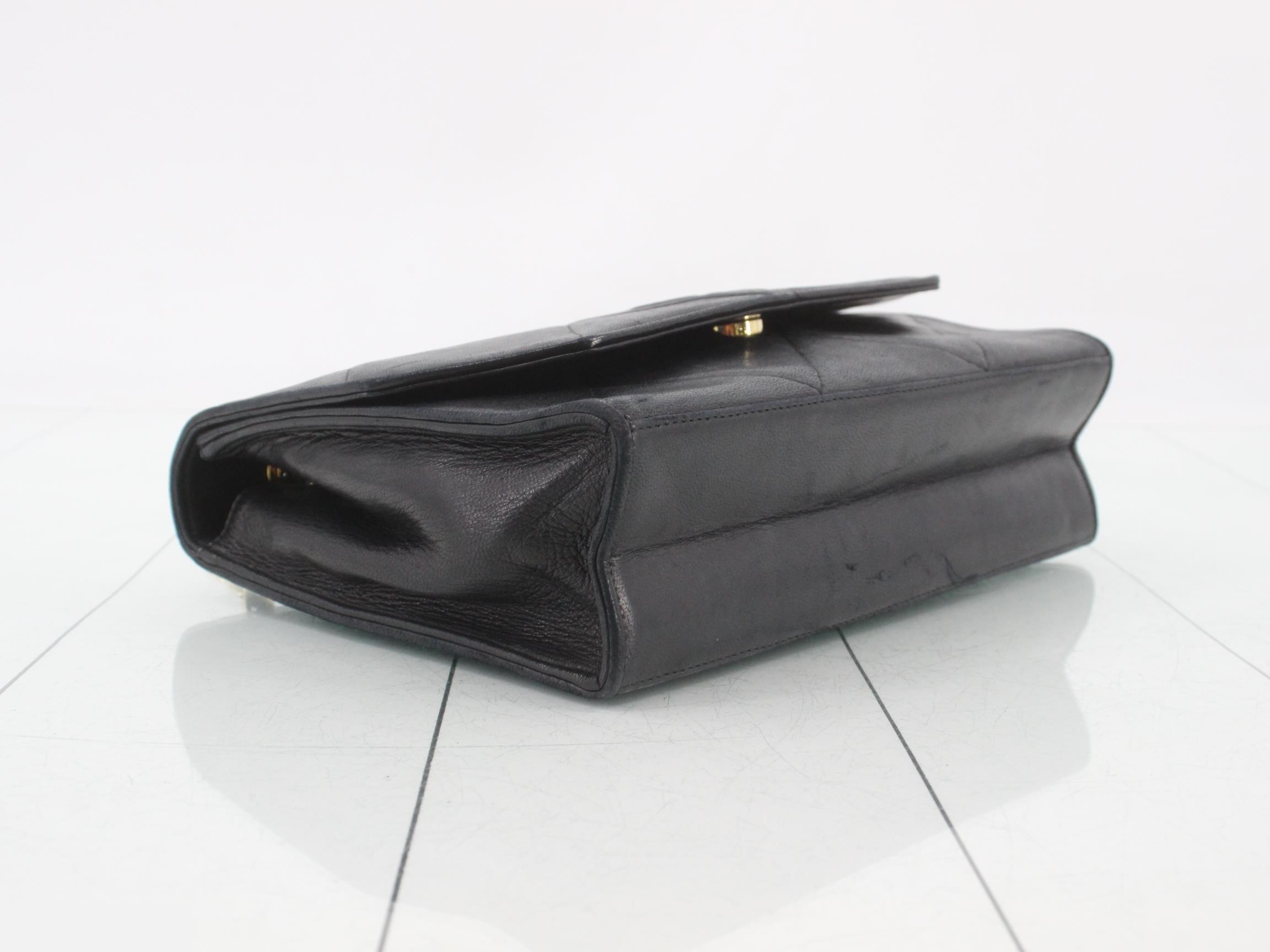 Matelassé chain shoulder bag, lambskin, black — view 5