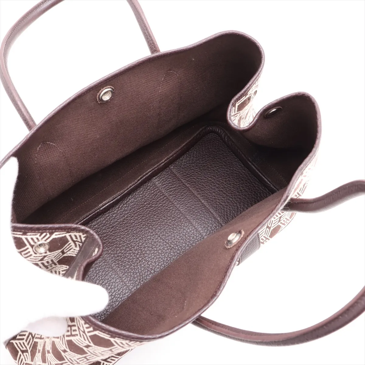 Garden Party 36 PM Toile Sole H x Buffle Brown Silver Hardware — view 7