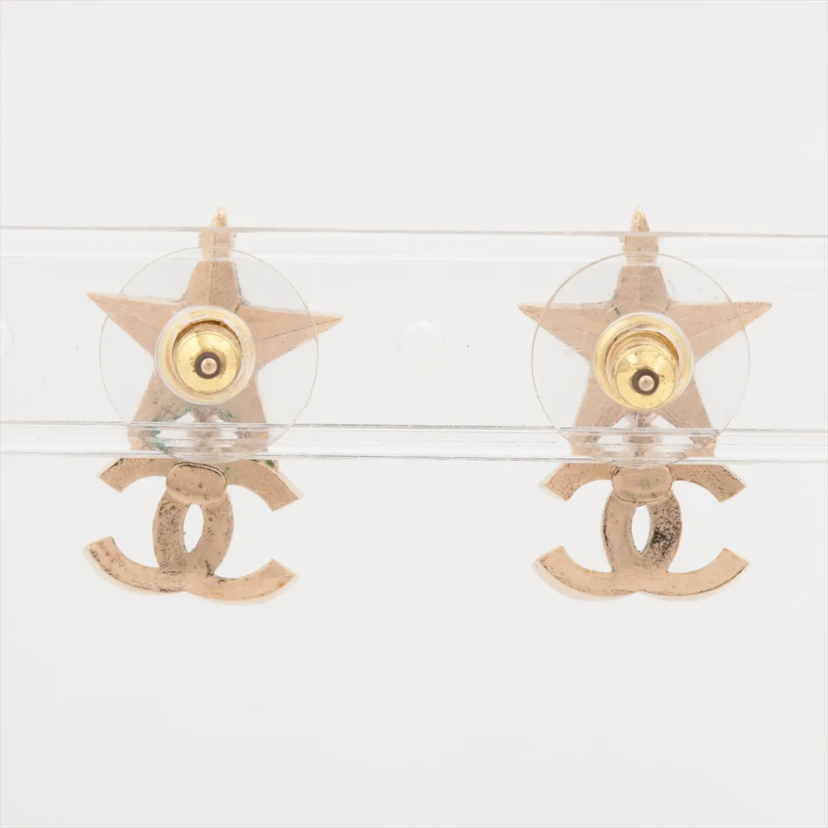 Coco Mark I23P Earrings (Pair) GP x Rhinestone Gold - — view 2