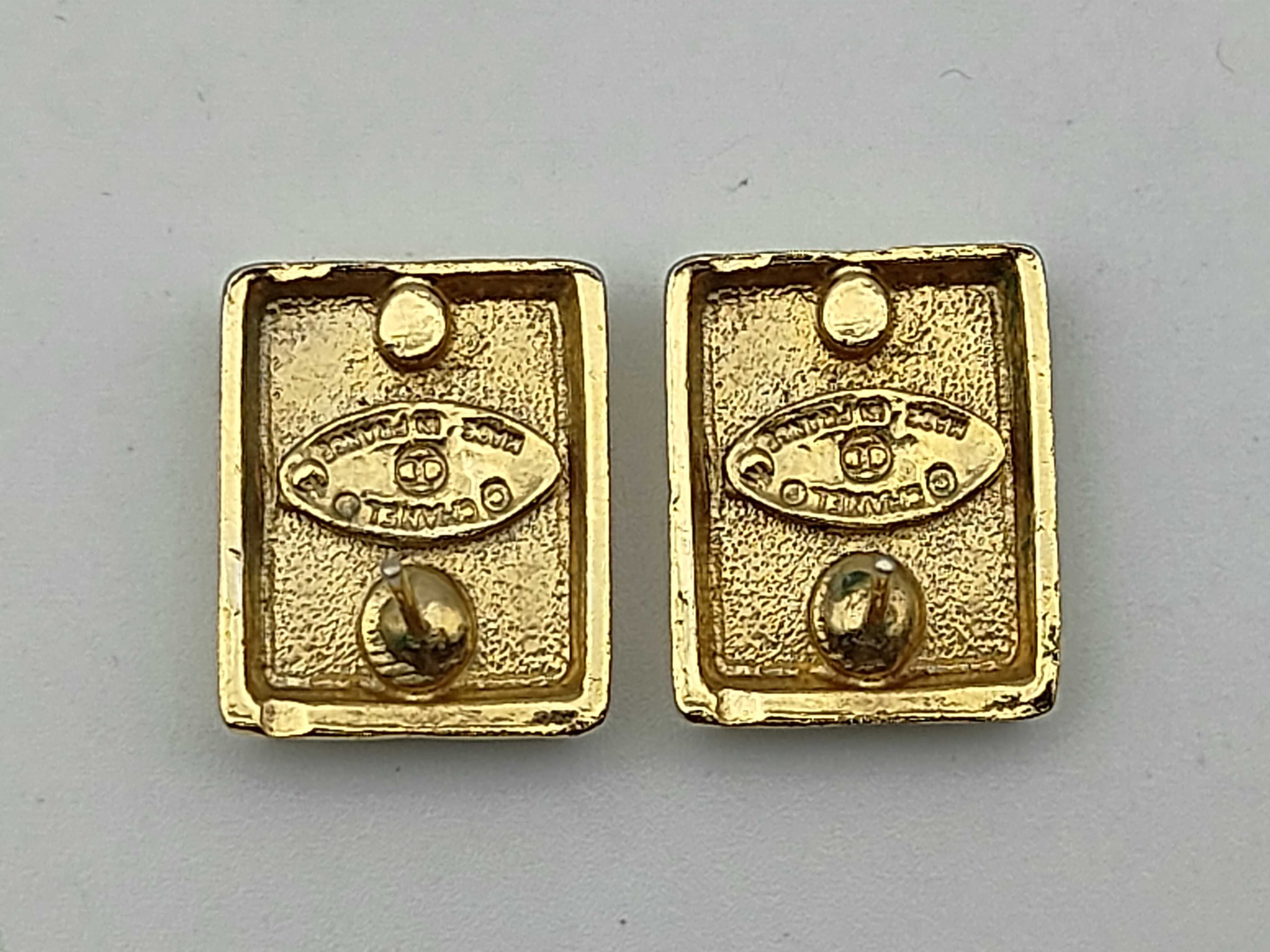 Coco Rhinestone Square Earrings Black/Gold — view 2