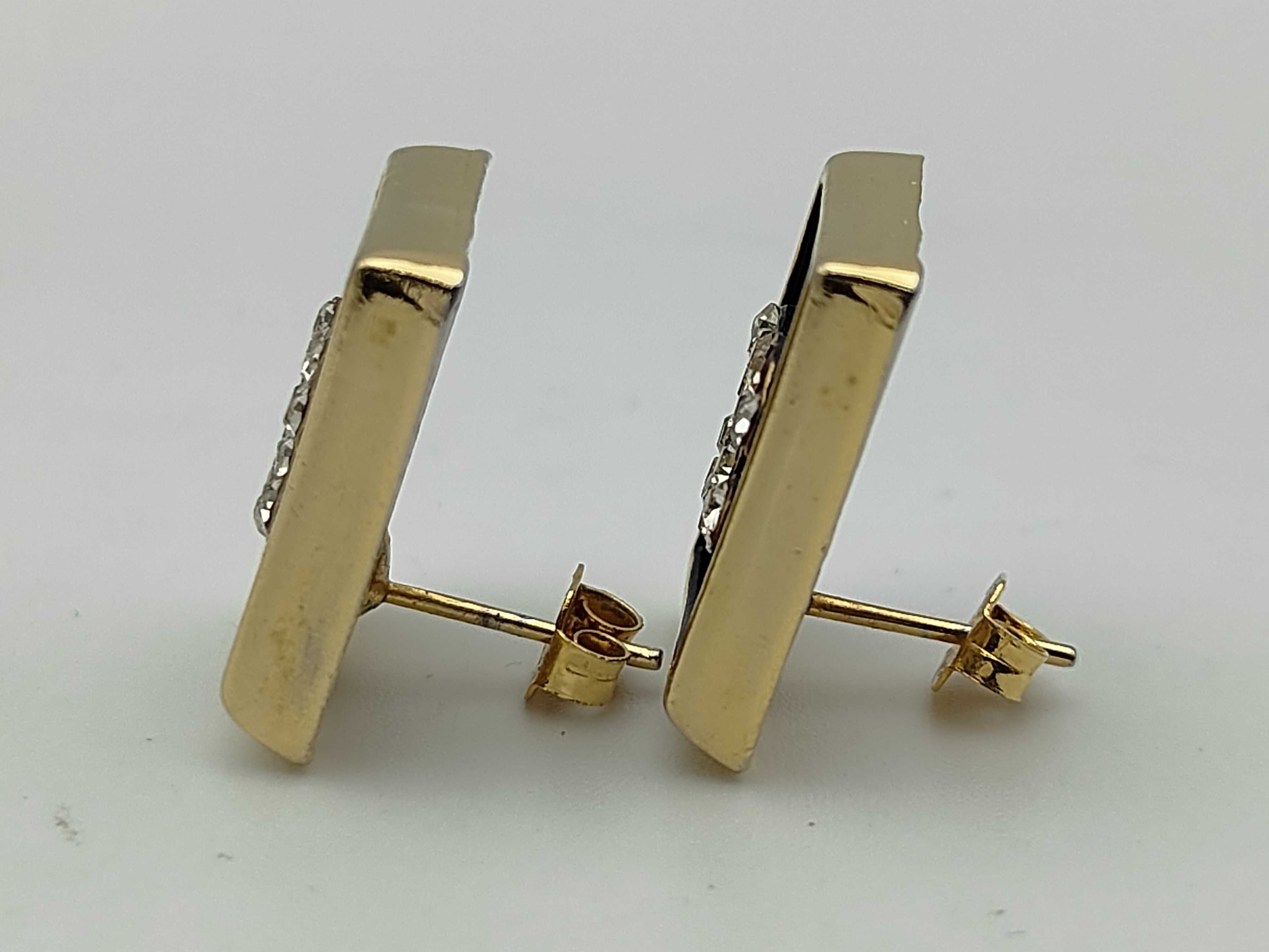 Coco Rhinestone Square Earrings Black/Gold — view 3