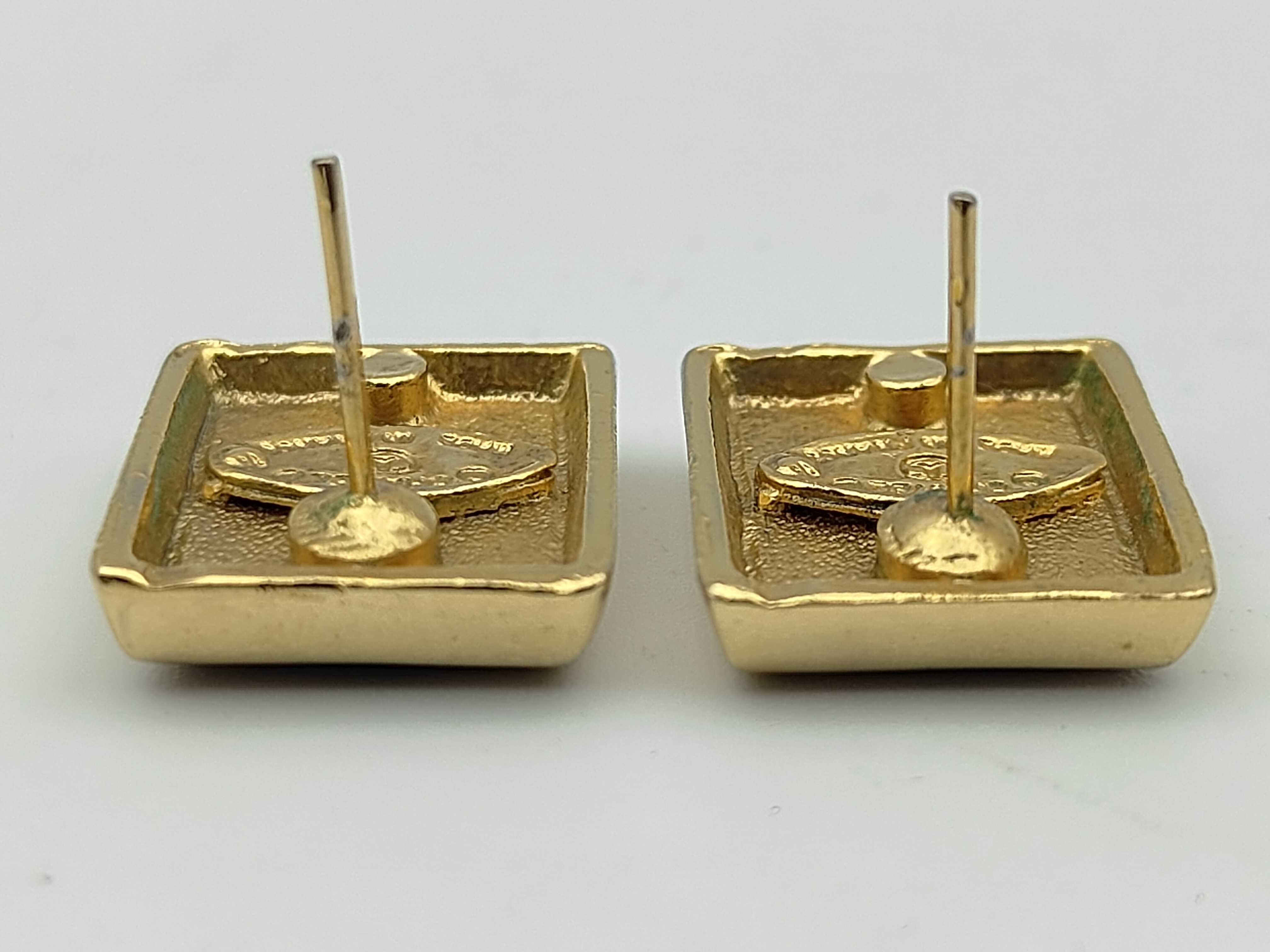 Coco Rhinestone Square Earrings Black/Gold — view 4