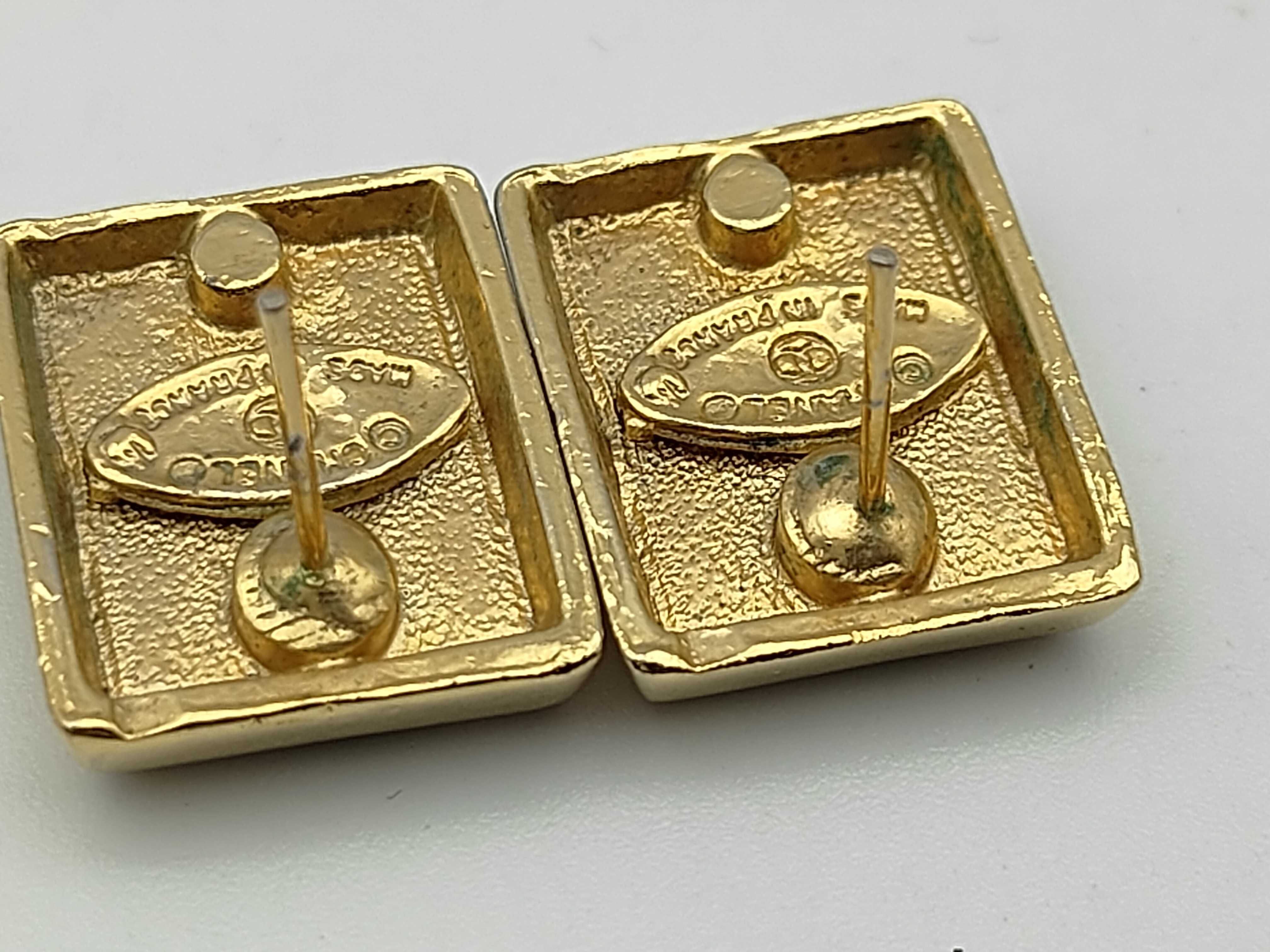 Coco Rhinestone Square Earrings Black/Gold — view 8