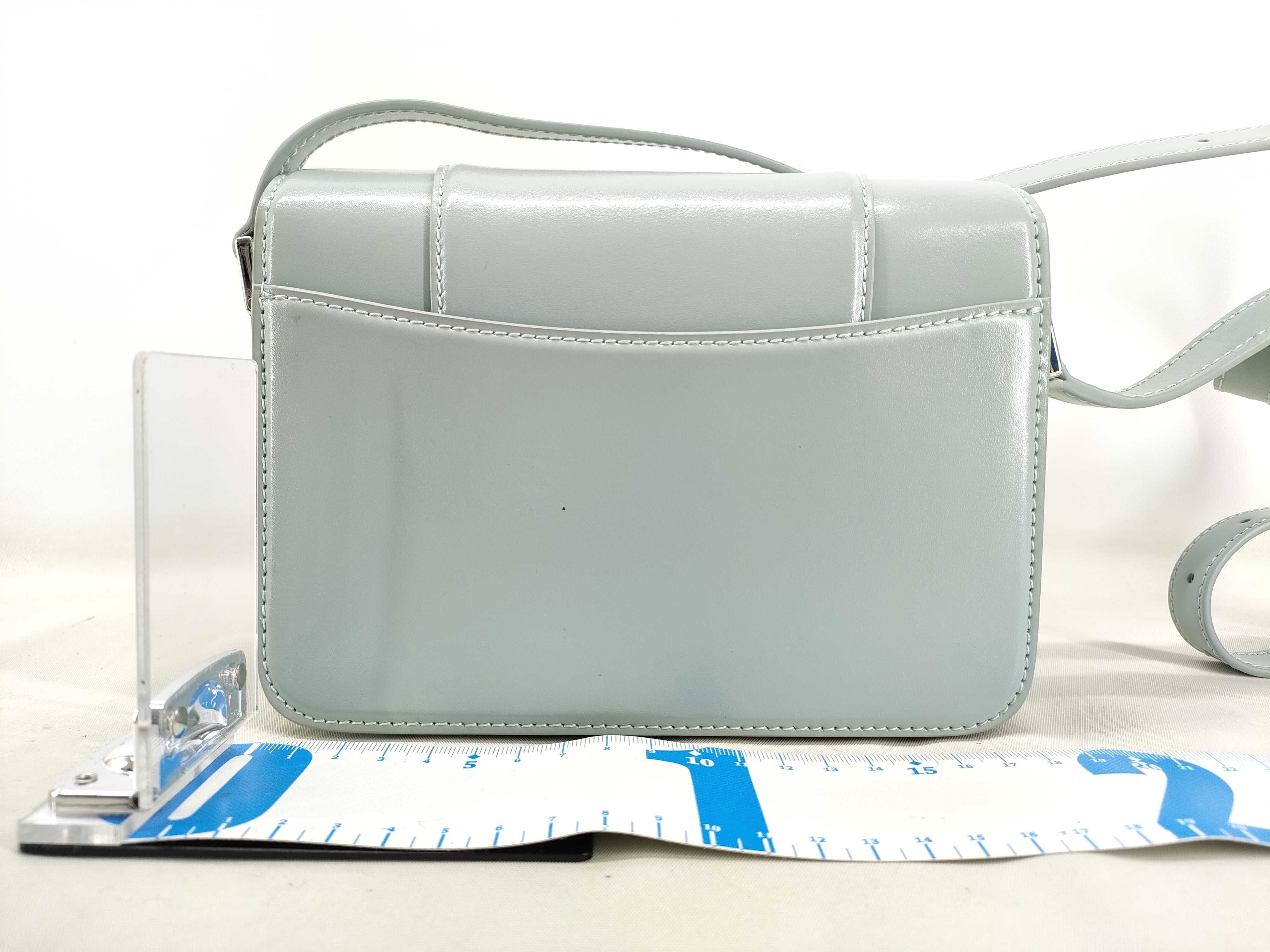 Hourglass Leather Shoulder Bag, Blue — view 2