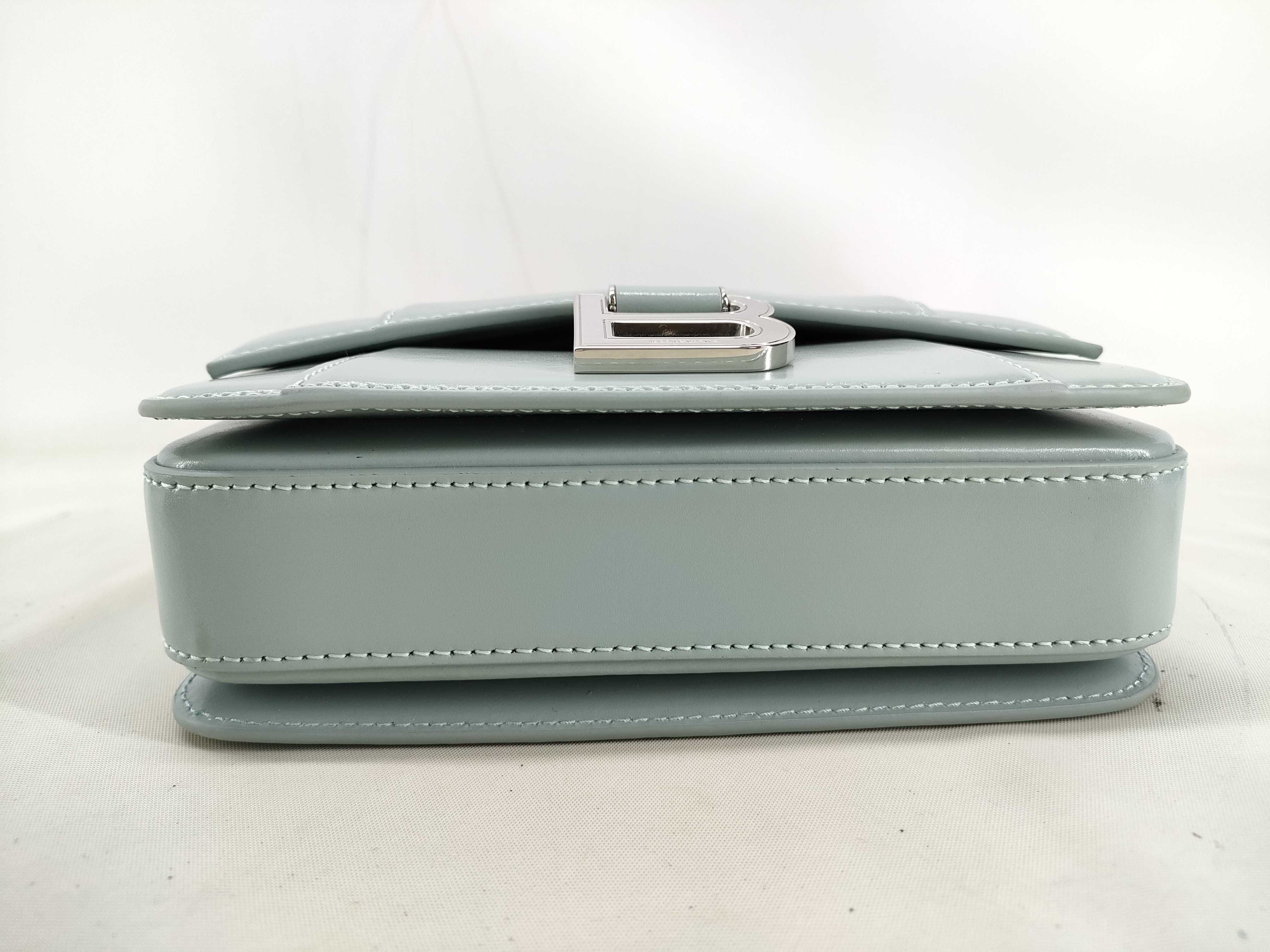 Hourglass Leather Shoulder Bag, Blue — view 3
