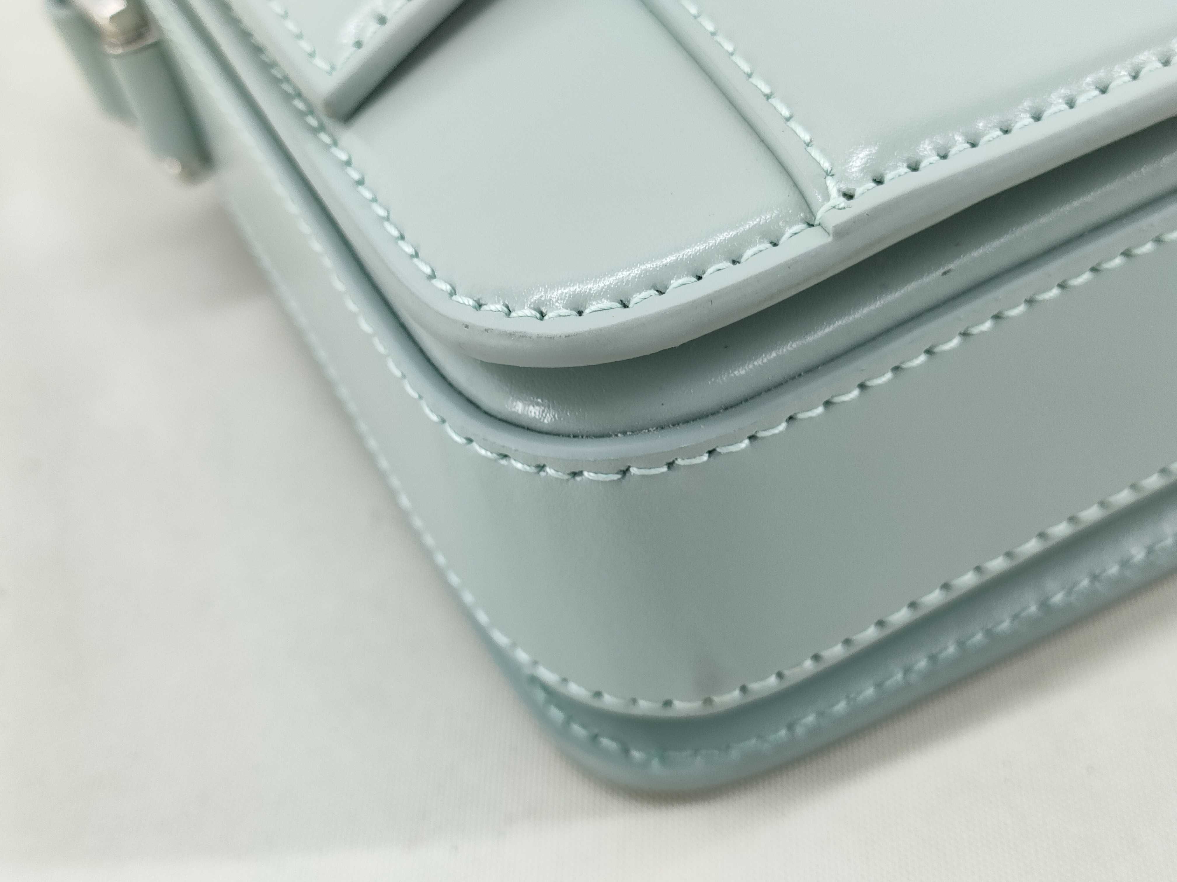 Hourglass Leather Shoulder Bag, Blue — view 4