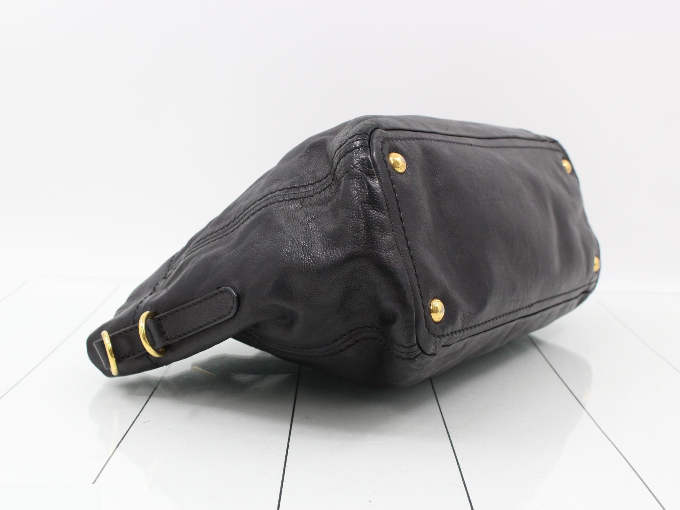 2-Way Black Leather Handbag — view 5