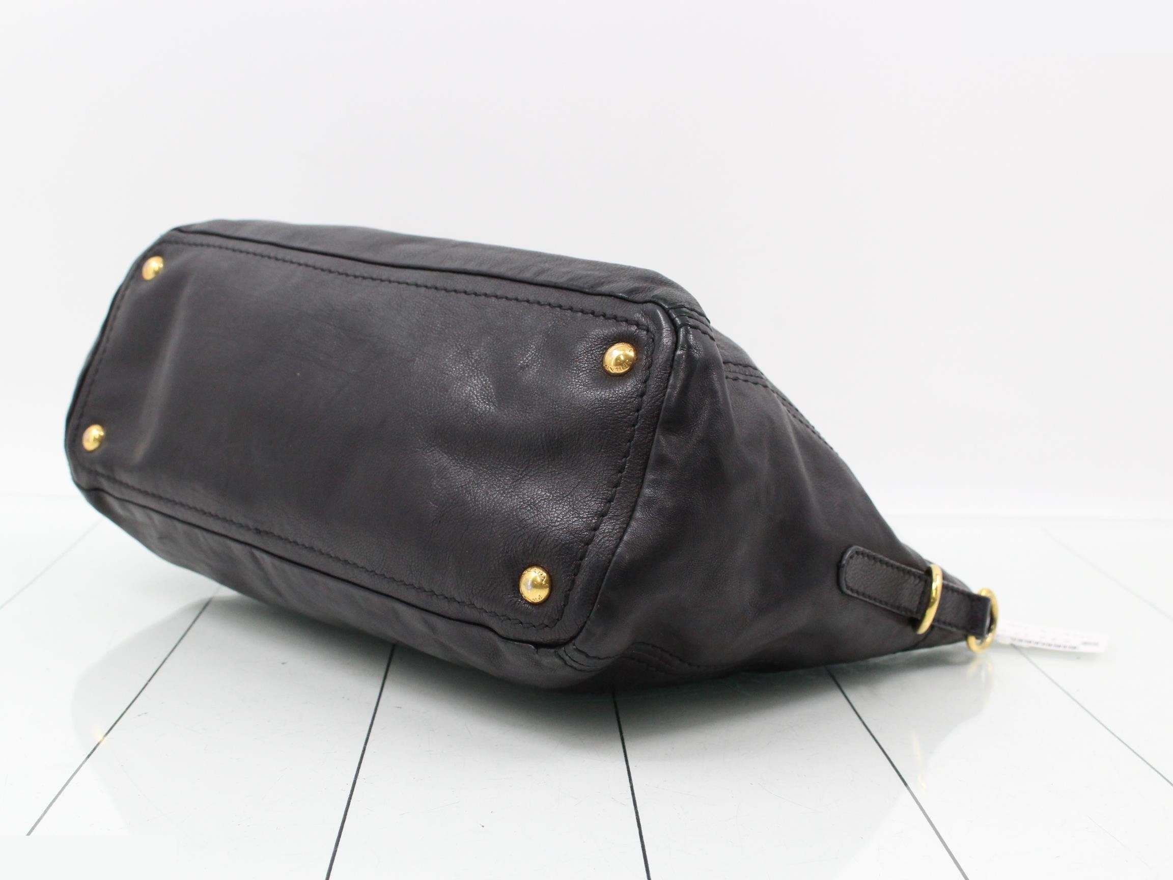 2-Way Black Leather Handbag — view 6