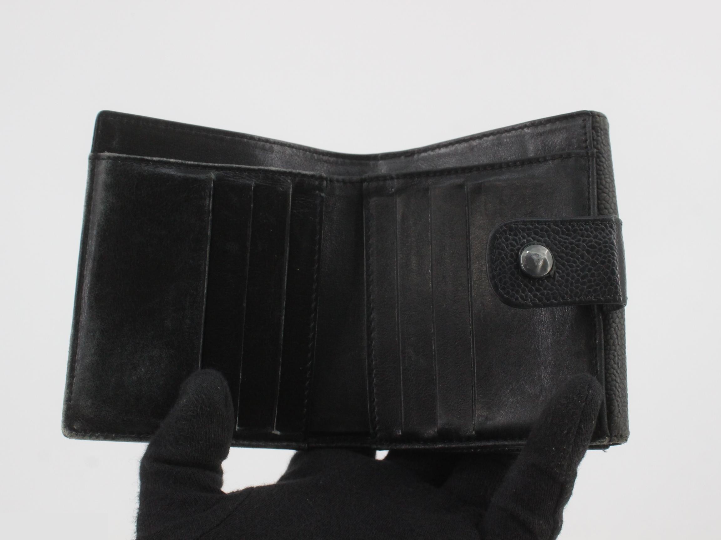 Caviar leather (bag) and bi-fold wallet, black — view 4