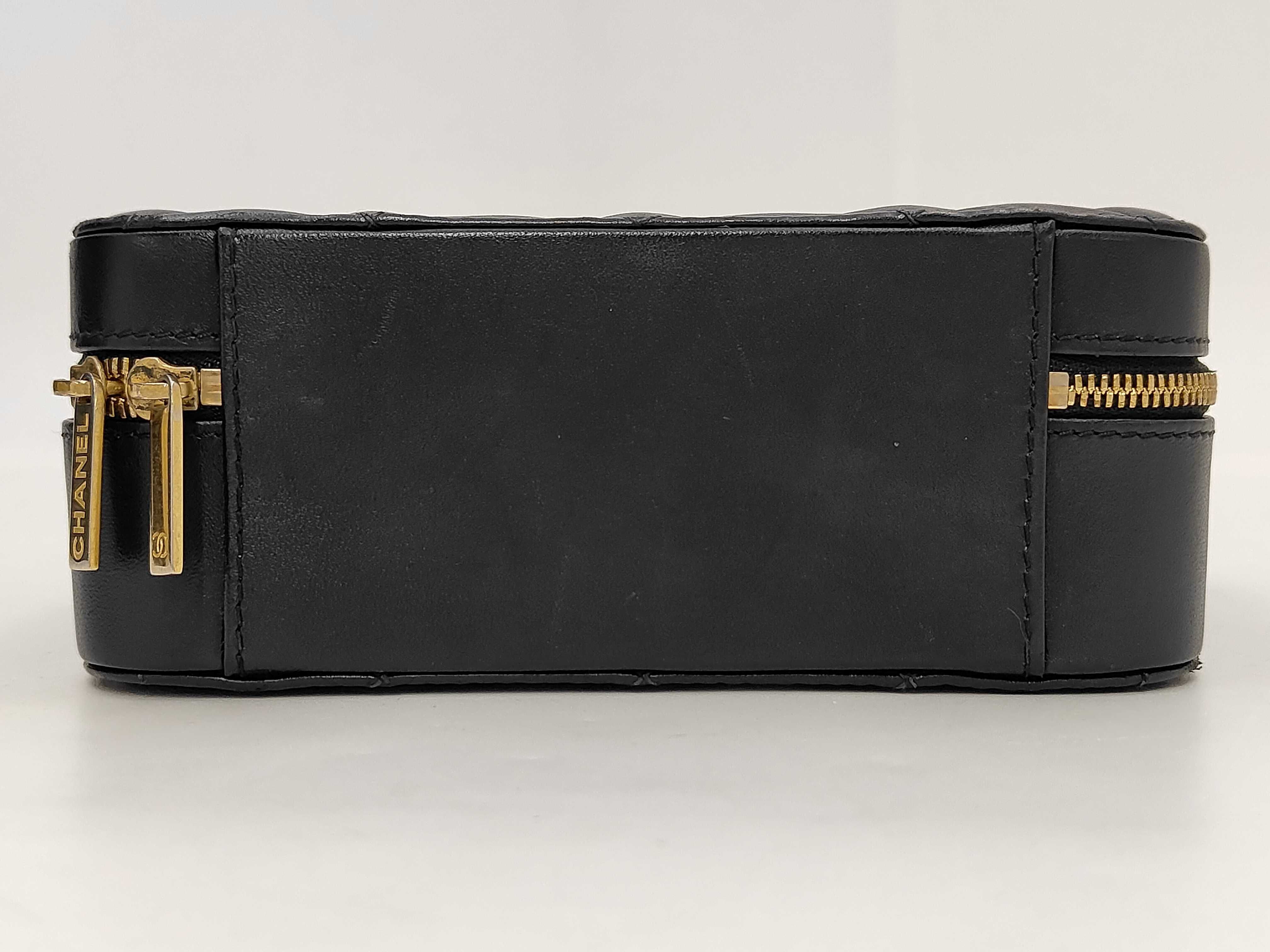 Matelassé Top Handle Vanity Bag, 2-Way, Lambskin, Black, Gold Hardware, Shoulder Bag — view 3