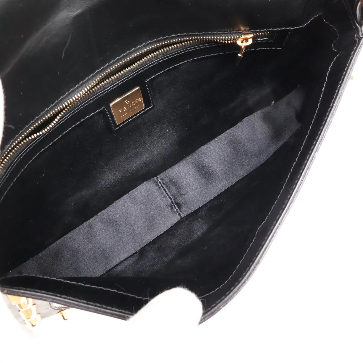 Mamma Bucket Leather Studded Shoulder Bag, White x Black — view 6
