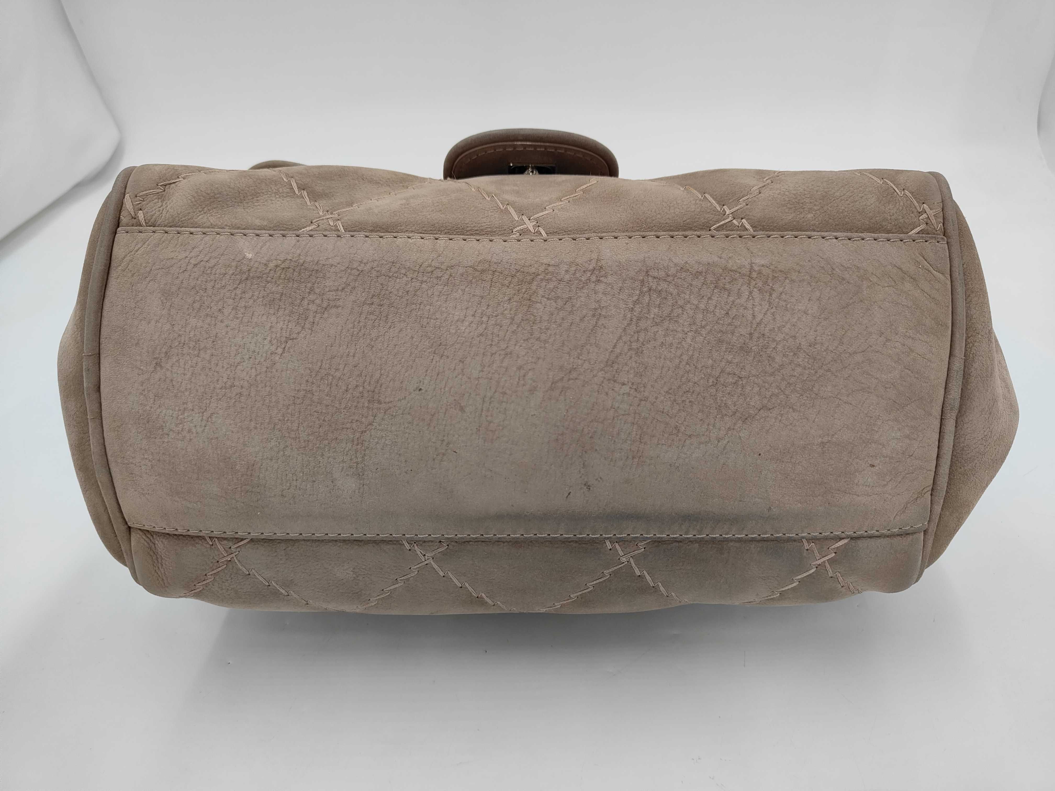 Ultra Stitch Chain Shoulder Bag, Turnlock Closure, Suede, Brown Bag — view 3