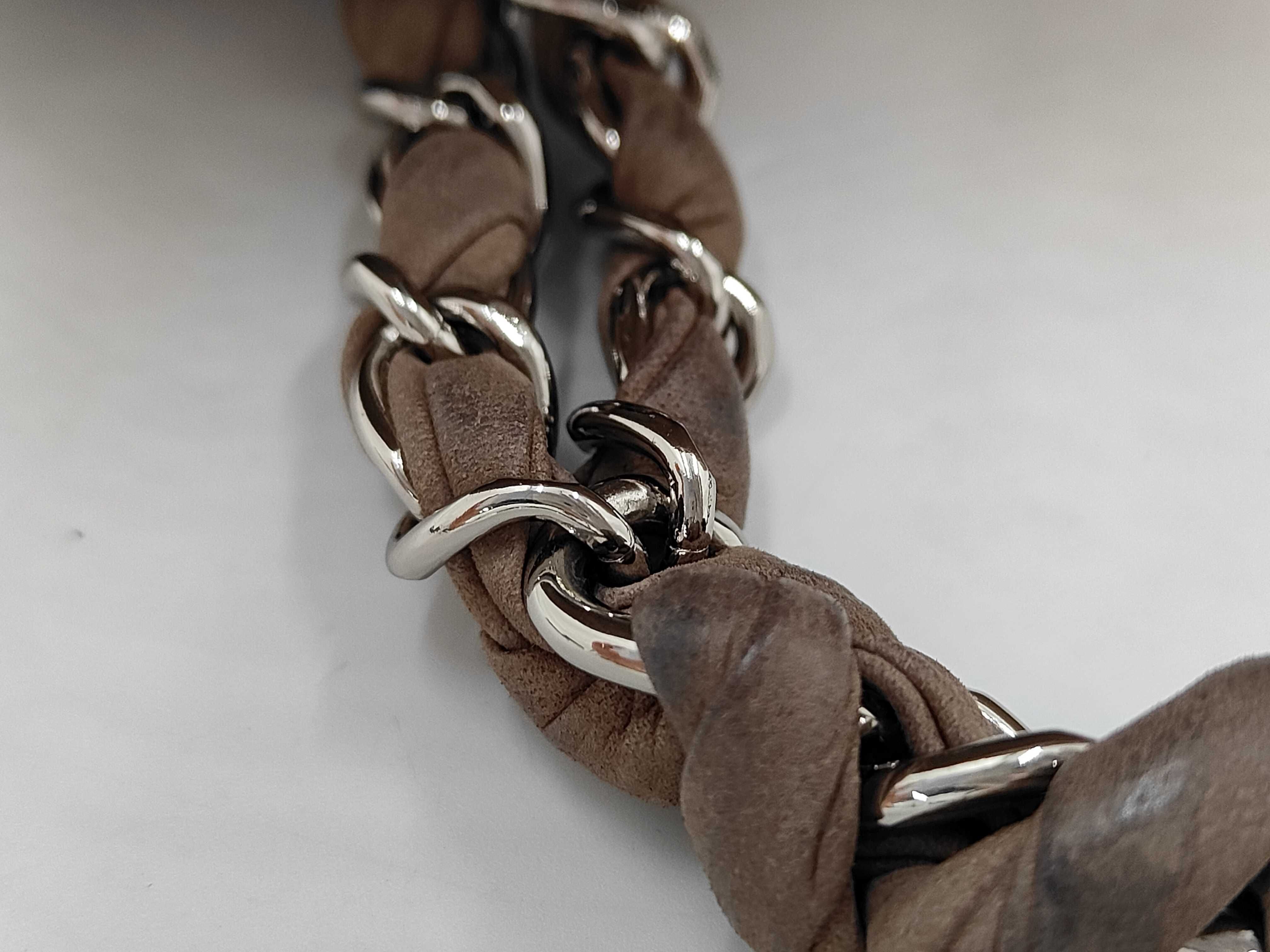 Ultra Stitch Chain Shoulder Bag, Turnlock Closure, Suede, Brown Bag — view 6