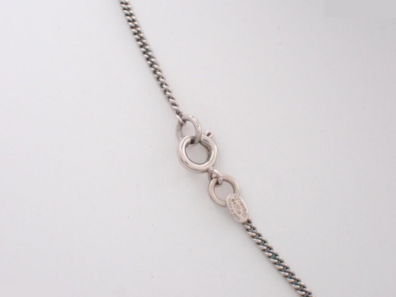 Necklace with Coco Mark, heart, and clover design, silver, chain approximately 42cm long. — view 2