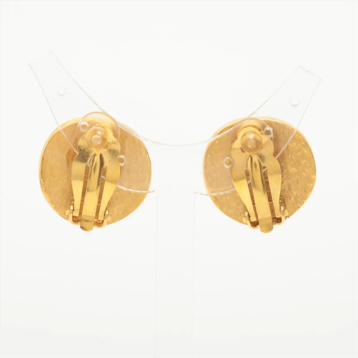 Coco Mark 98P Earrings (Pair) GP Gold x Green. Shows signs of wear, — view 2