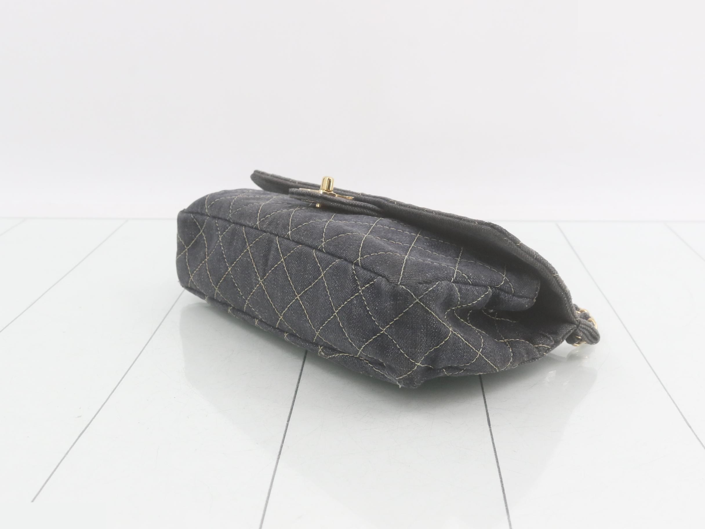Matelassé denim chain shoulder bag — view 6