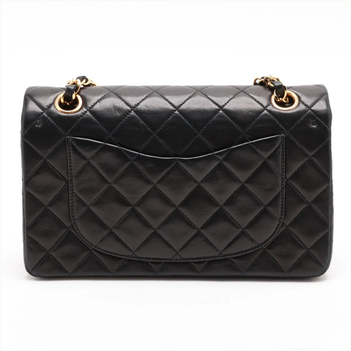 [Individually packaged] Chanel Matelassé 23 Small Lambskin Double Flap Double Chain Bag, Black with Gold Hardware, A01113 — view 2