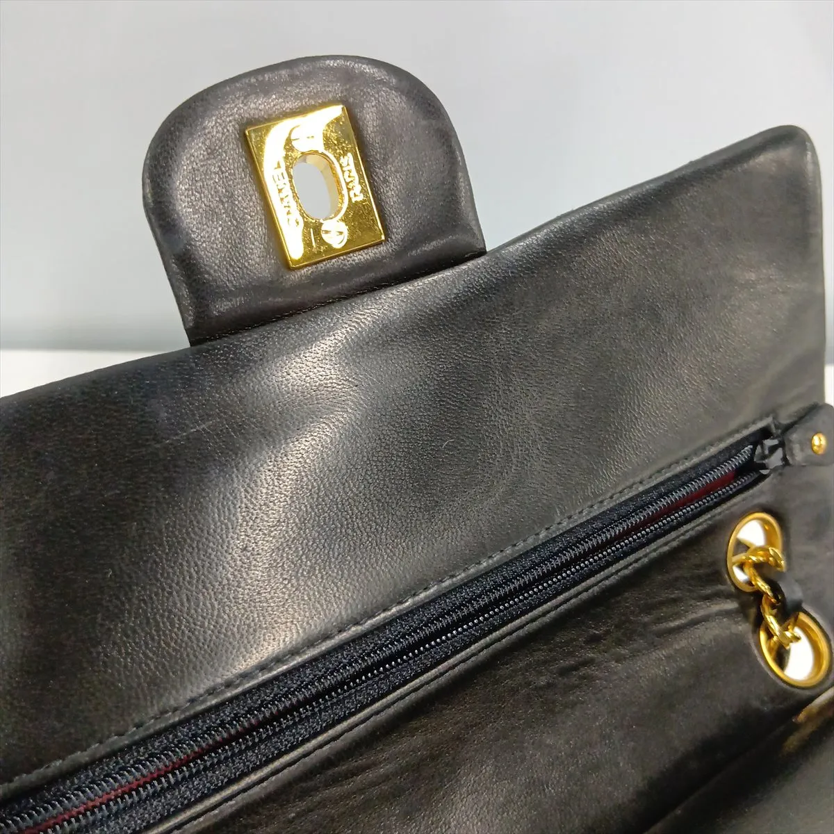 [Individually packaged] Chanel Matelassé 23 Small Lambskin Double Flap Double Chain Bag, Black with Gold Hardware, A01113 — view 11
