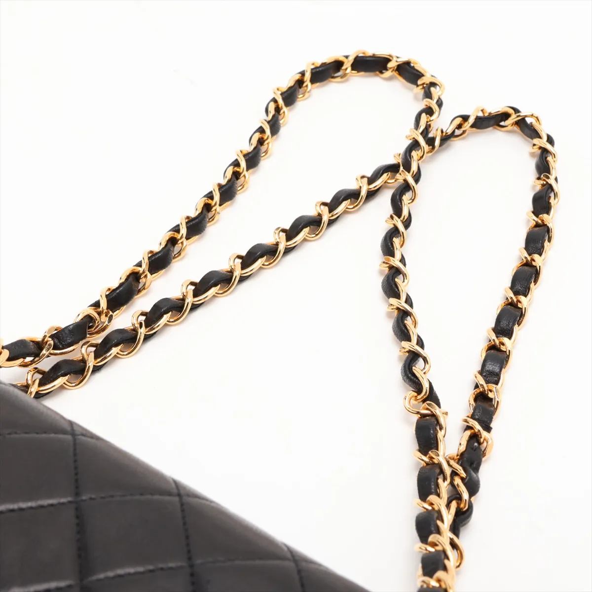 [Individually packaged] Chanel Matelassé 23 Small Lambskin Double Flap Double Chain Bag, Black with Gold Hardware, A01113 — view 5