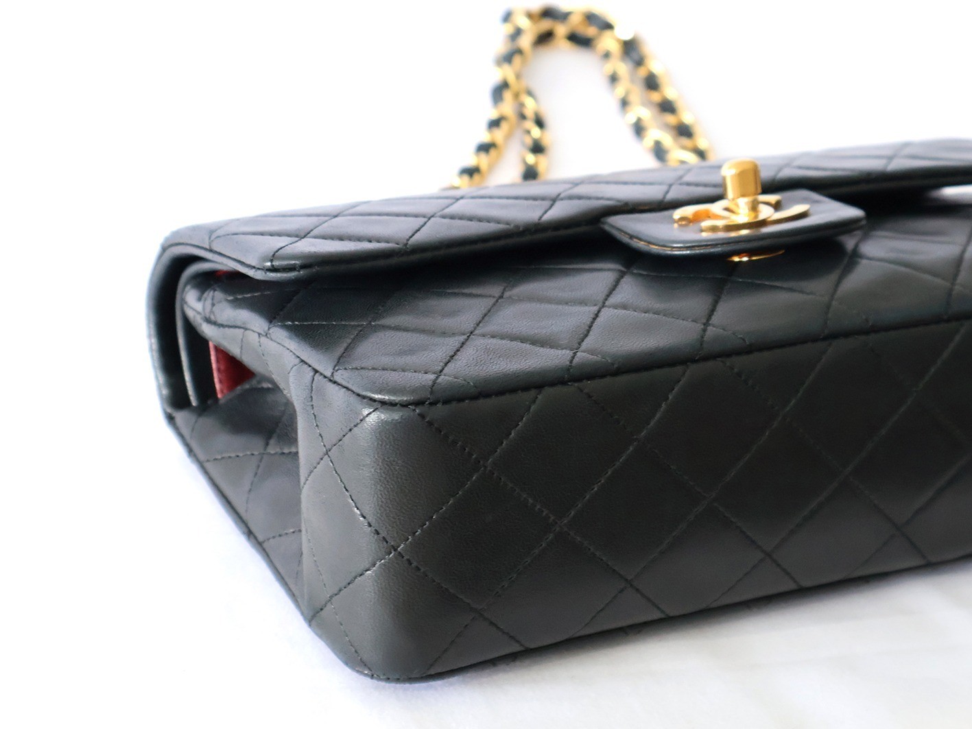 Matelassé 23 Lambskin Double Flap Double Chain Shoulder Bag, Black — view 3