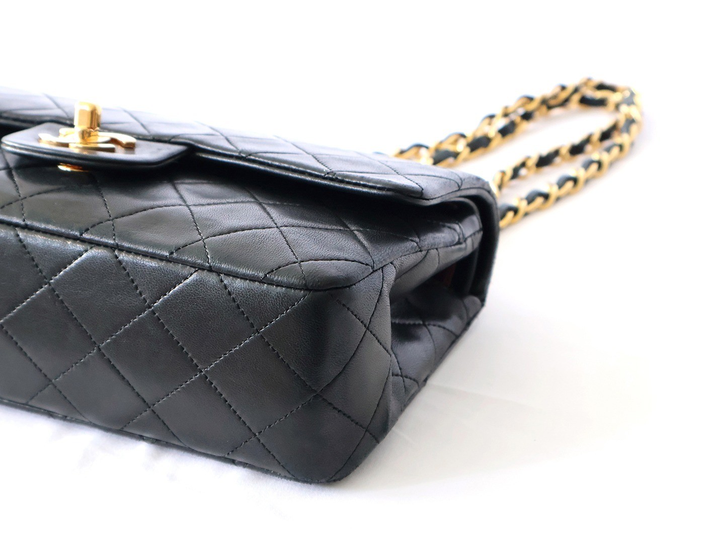 Matelassé 23 Lambskin Double Flap Double Chain Shoulder Bag, Black — view 4
