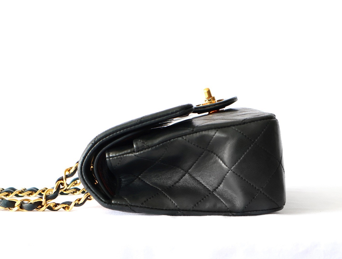 Matelassé 23 Lambskin Double Flap Double Chain Shoulder Bag, Black — view 6