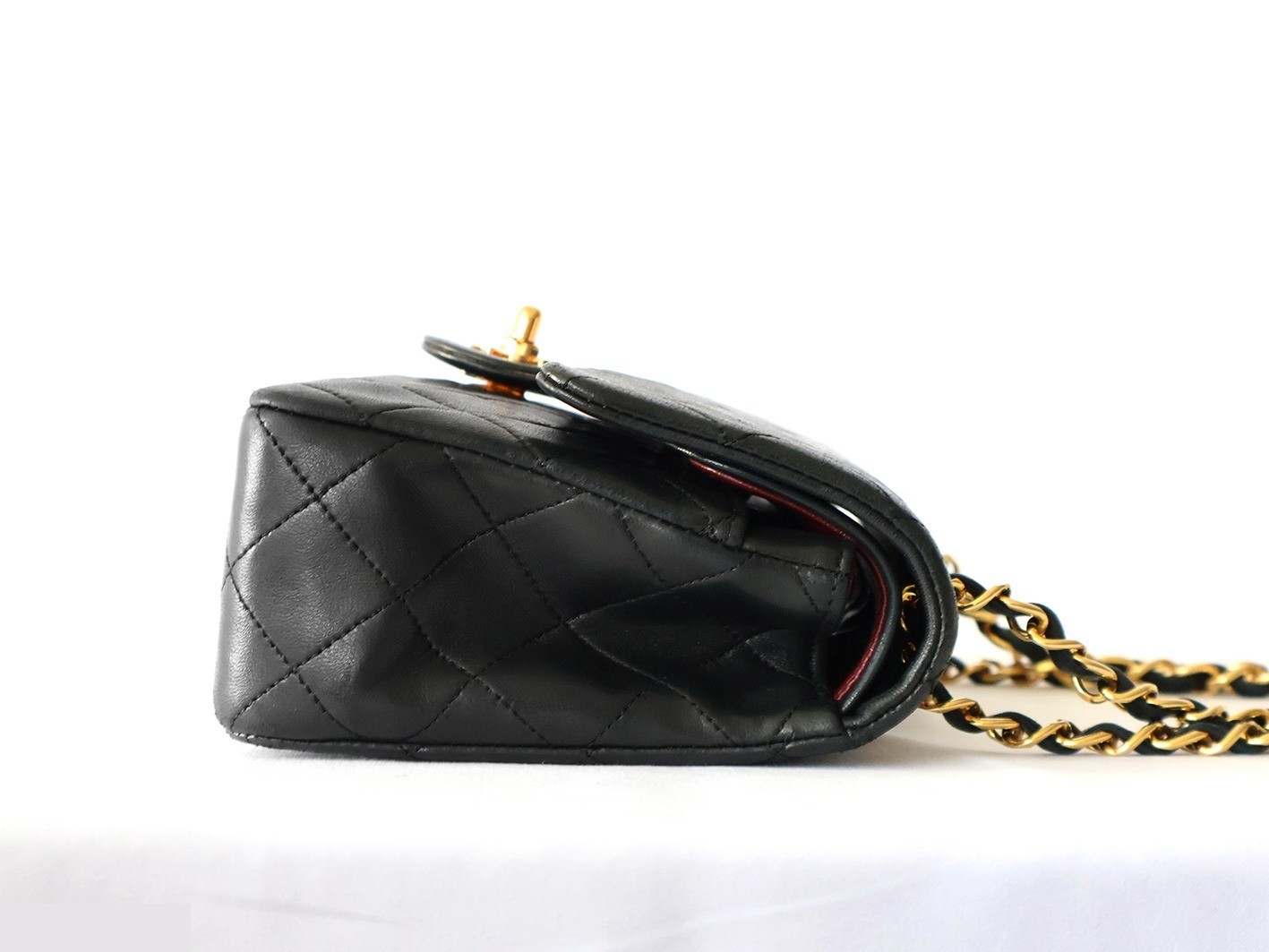 Matelassé 23 Lambskin Double Flap Double Chain Shoulder Bag, Black — view 7