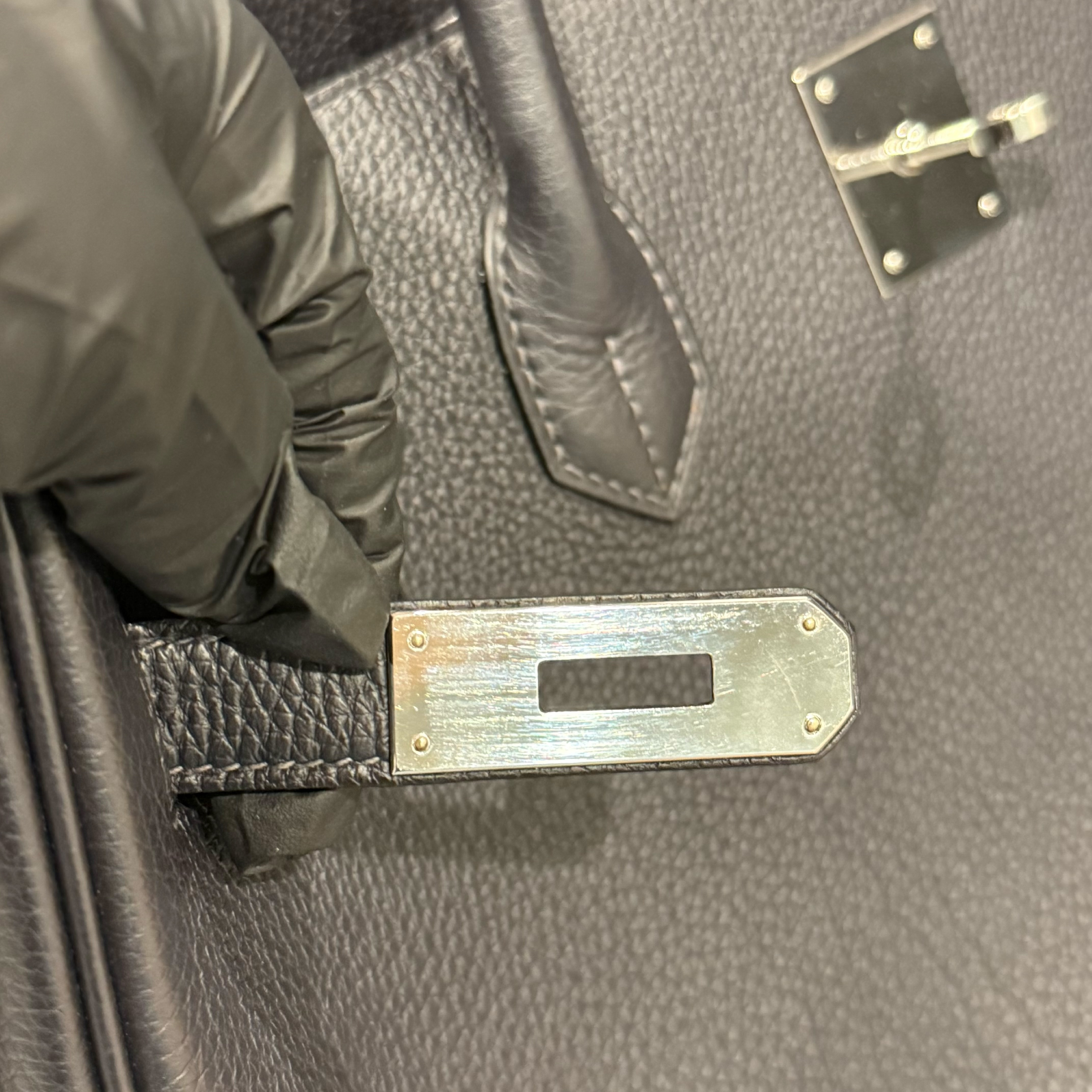 Birkin 40 Black Togo Leather, Silver Hardware, B Stamp Handbag — view 11