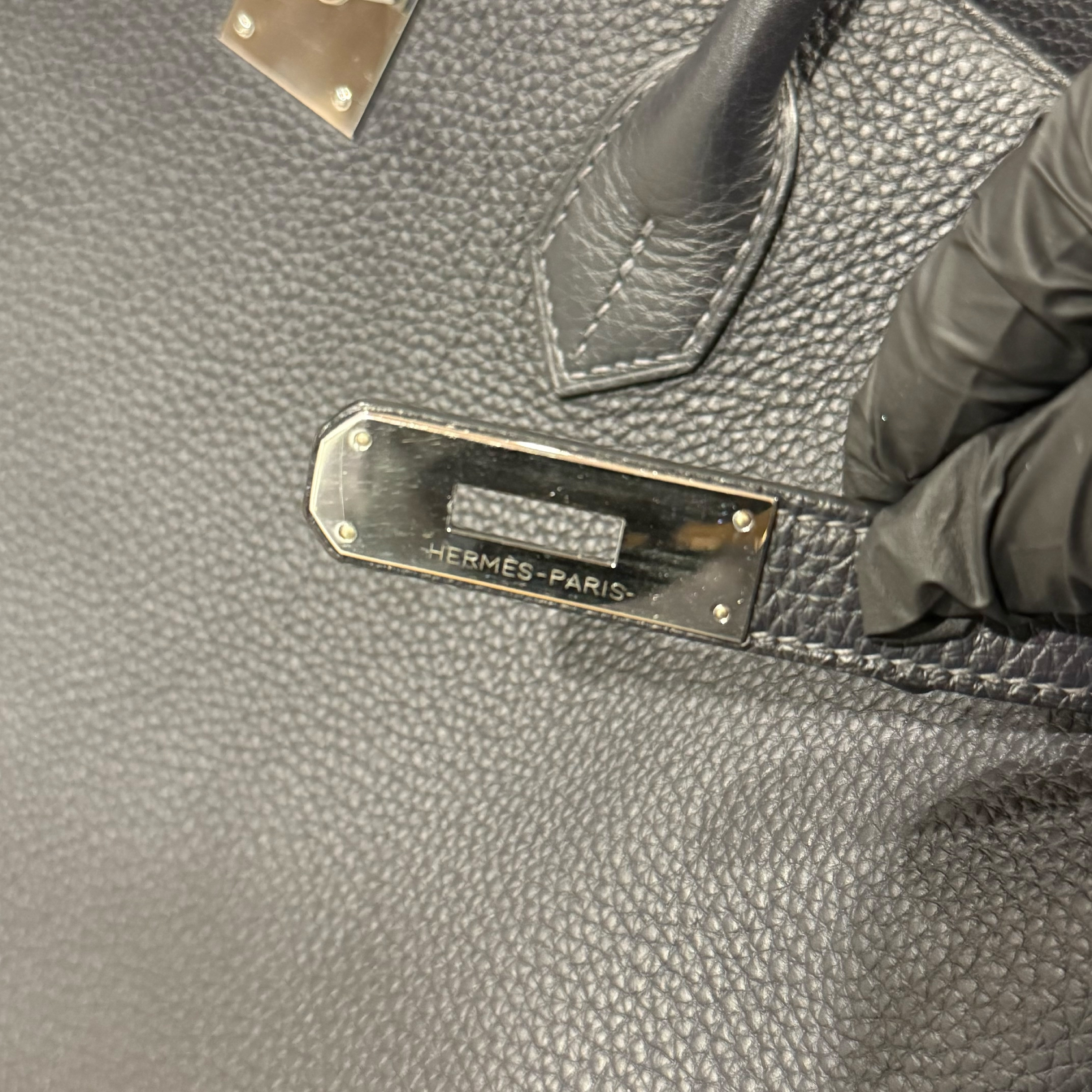 Birkin 40 Black Togo Leather, Silver Hardware, B Stamp Handbag — view 12