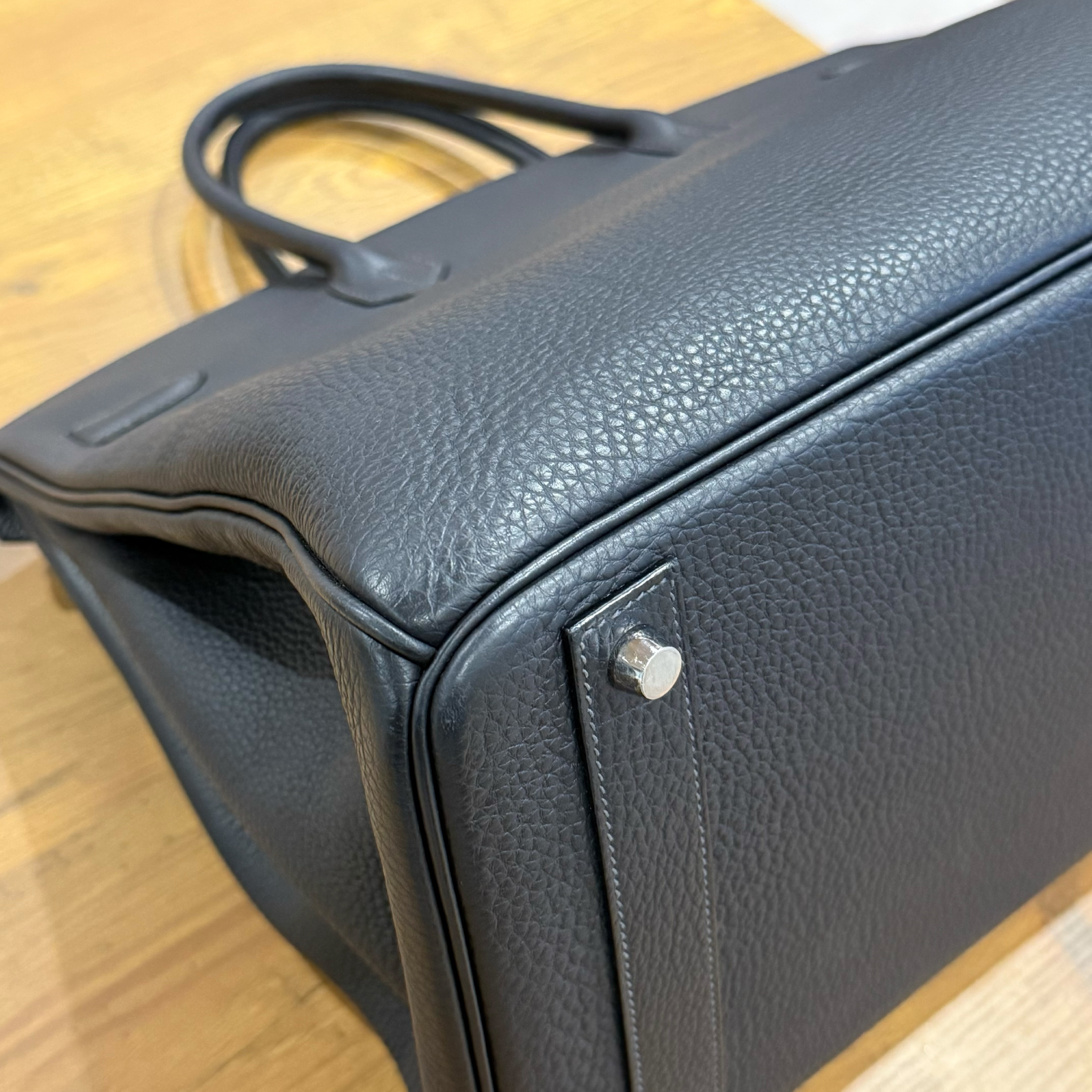 Birkin 40 Black Togo Leather, Silver Hardware, B Stamp Handbag — view 13