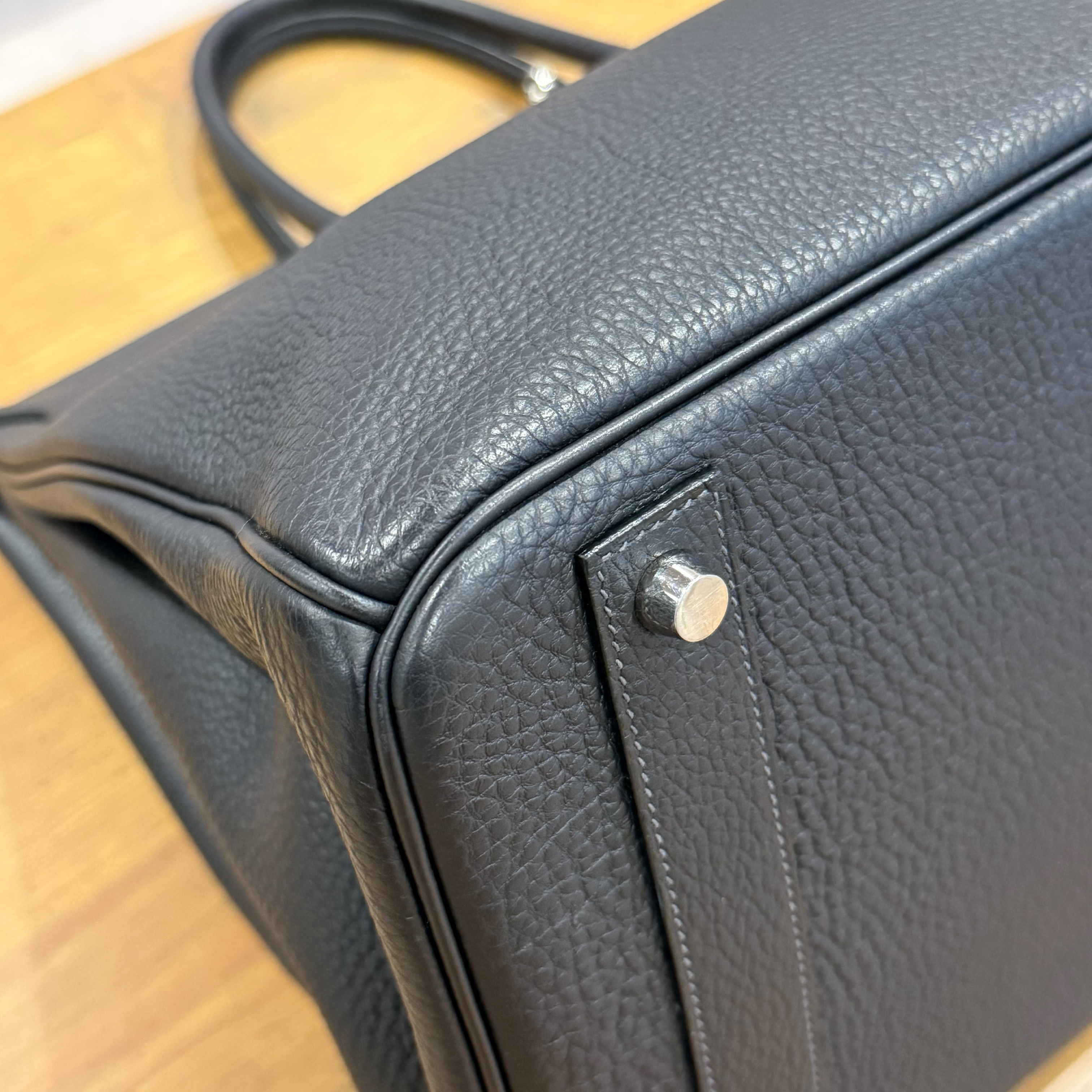 Birkin 40 Black Togo Leather, Silver Hardware, B Stamp Handbag — view 6