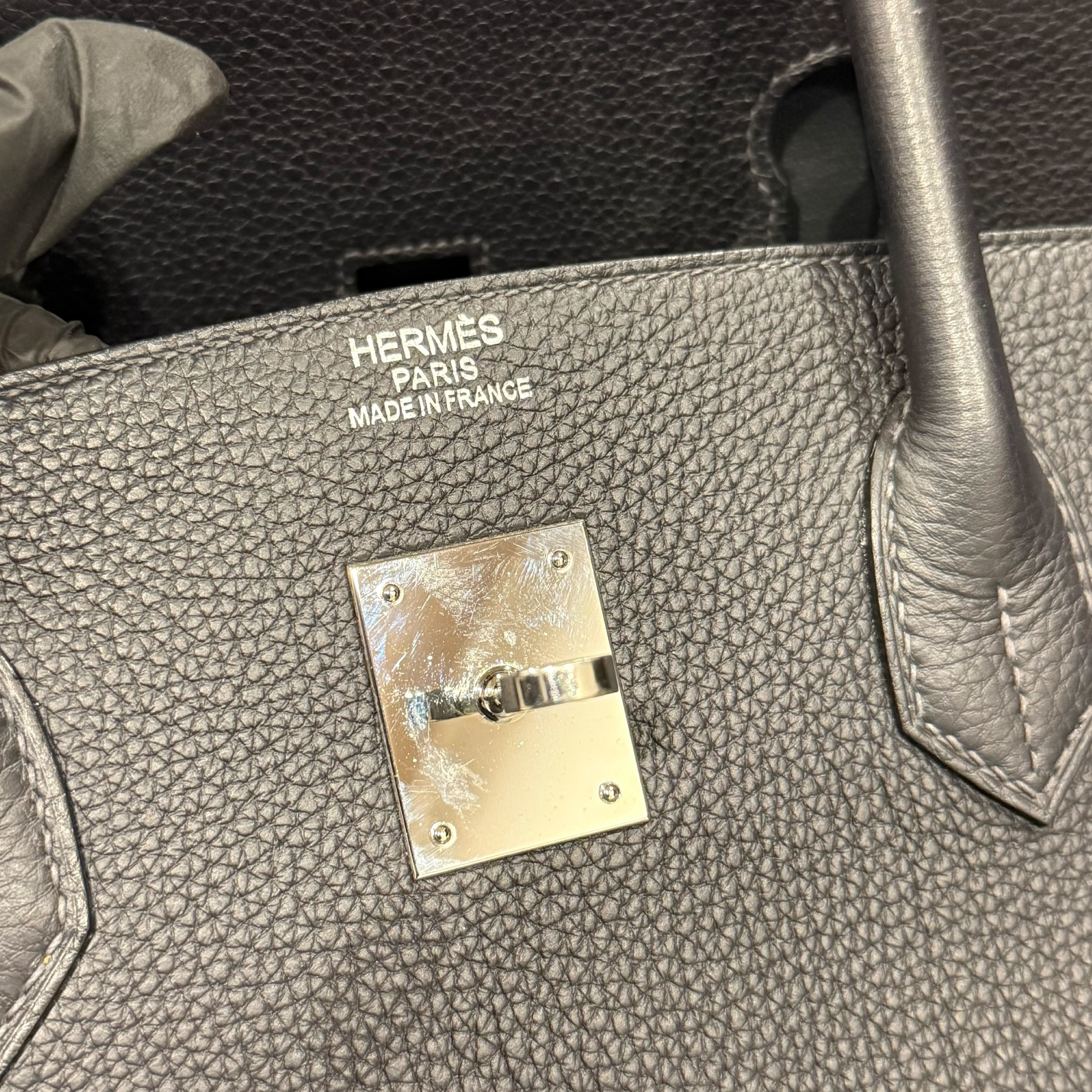 Birkin 40 Black Togo Leather, Silver Hardware, B Stamp Handbag — view 8
