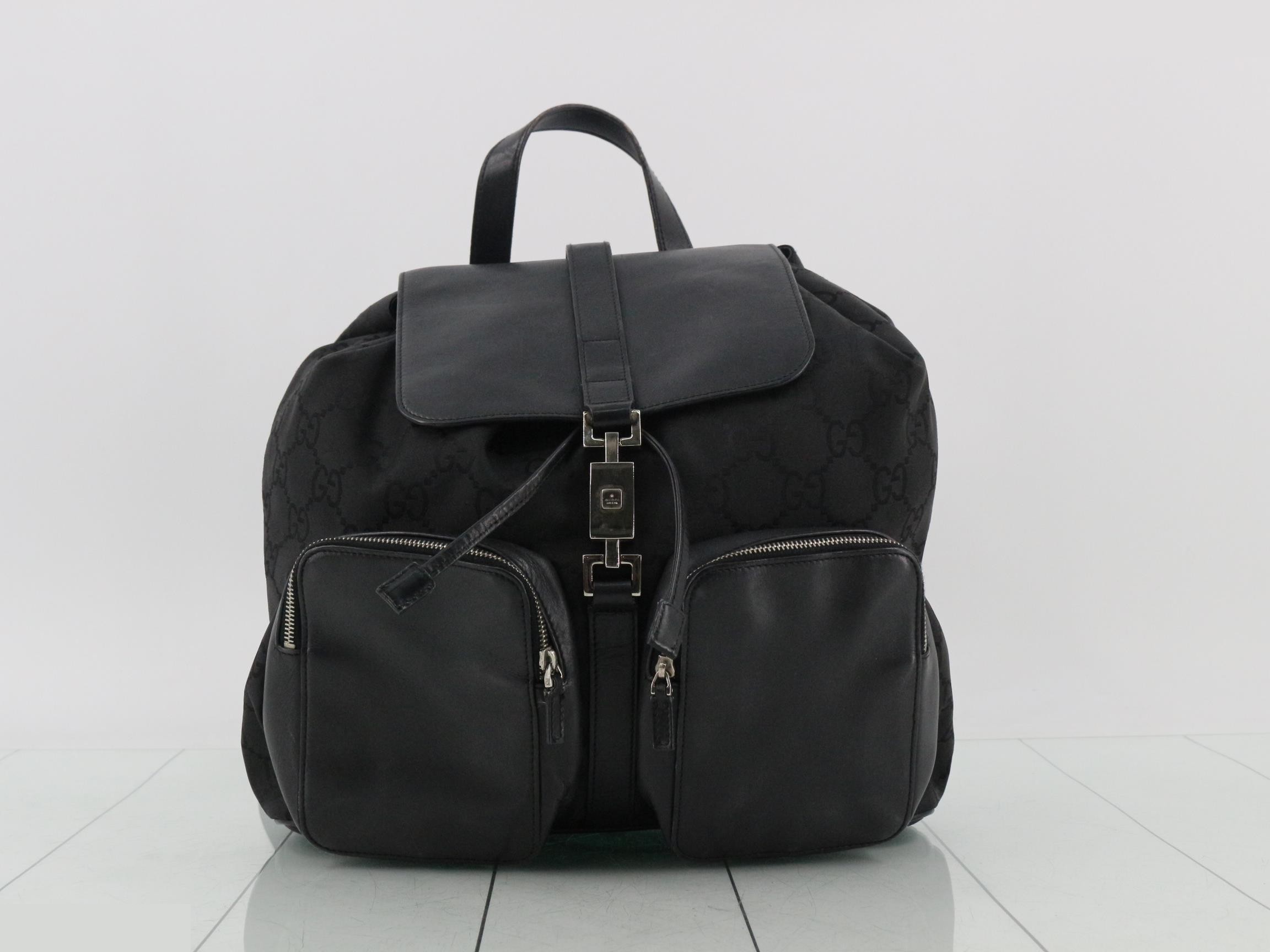 Jackie GG Nylon Leather Backpack 003.0246