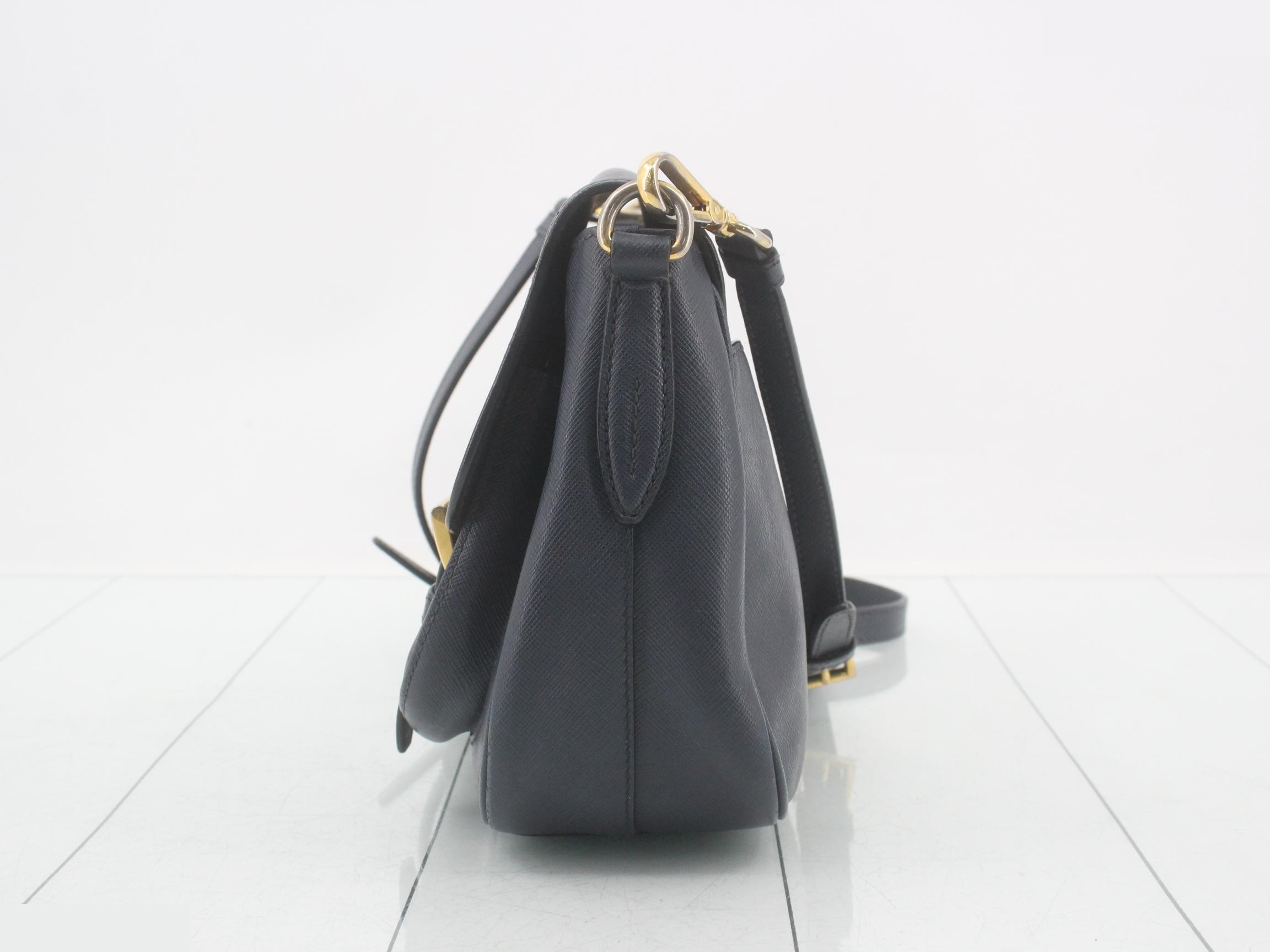 Saffiano Triangle Plate Shoulder Bag — view 3