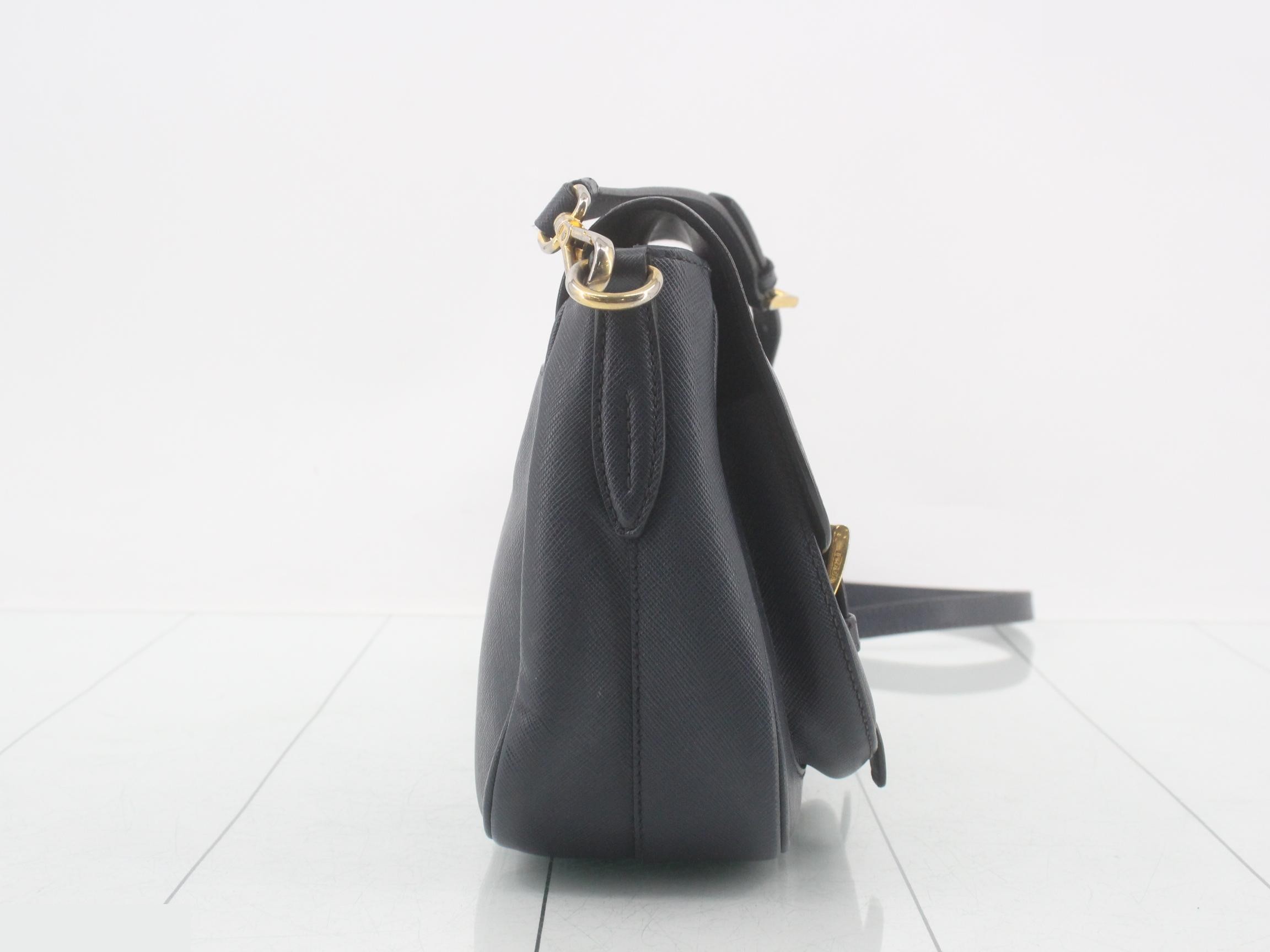Saffiano Triangle Plate Shoulder Bag — view 4