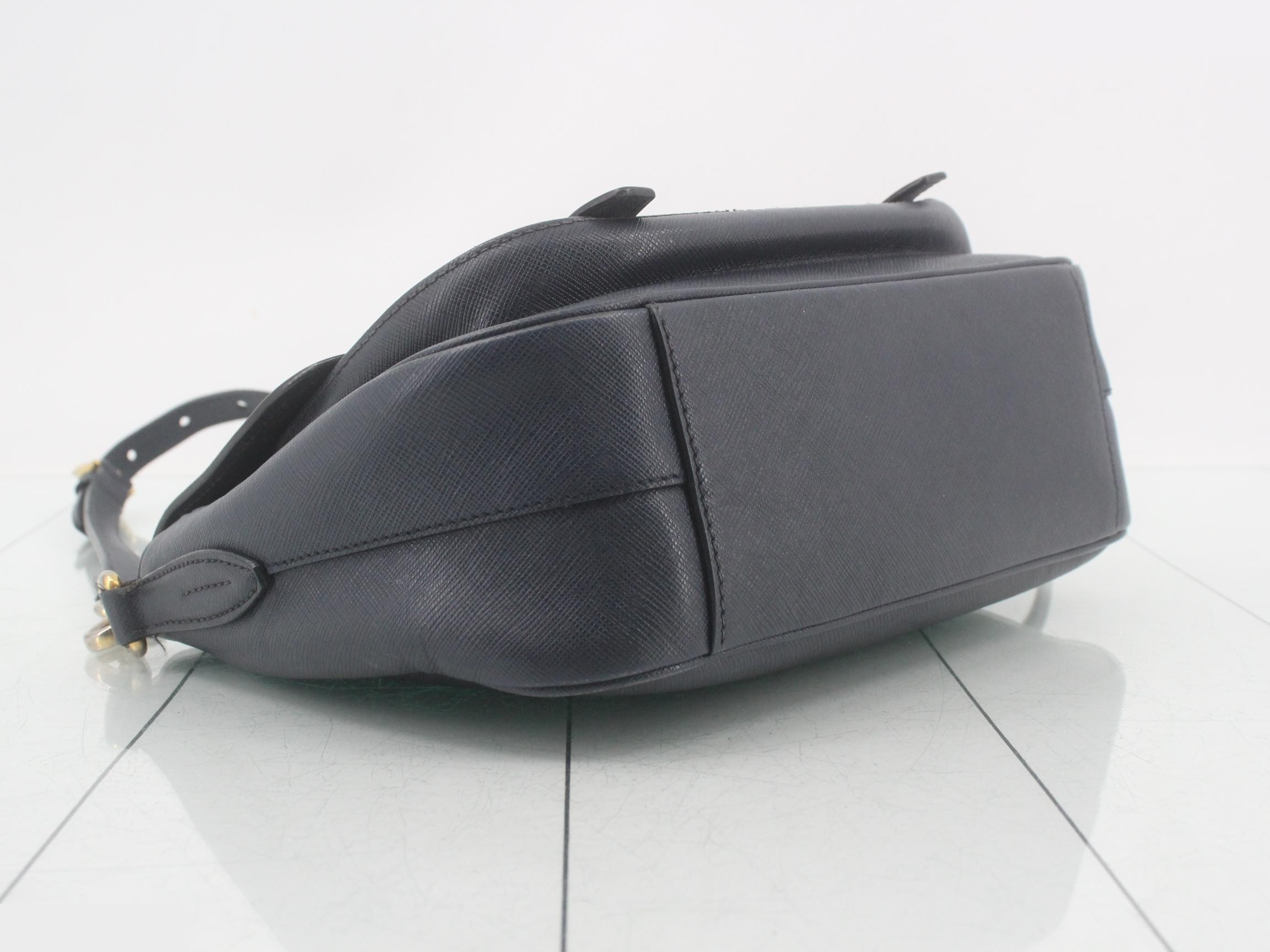 Saffiano Triangle Plate Shoulder Bag — view 5