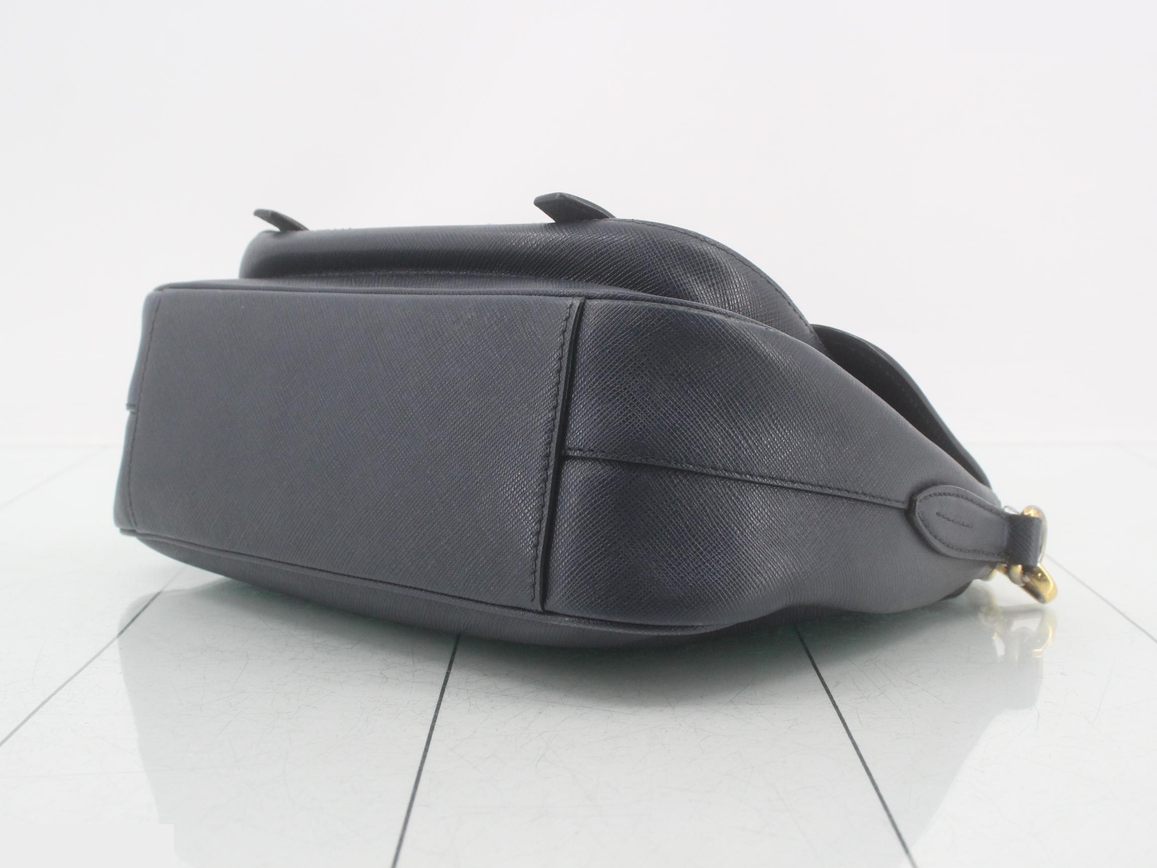 Saffiano Triangle Plate Shoulder Bag — view 6