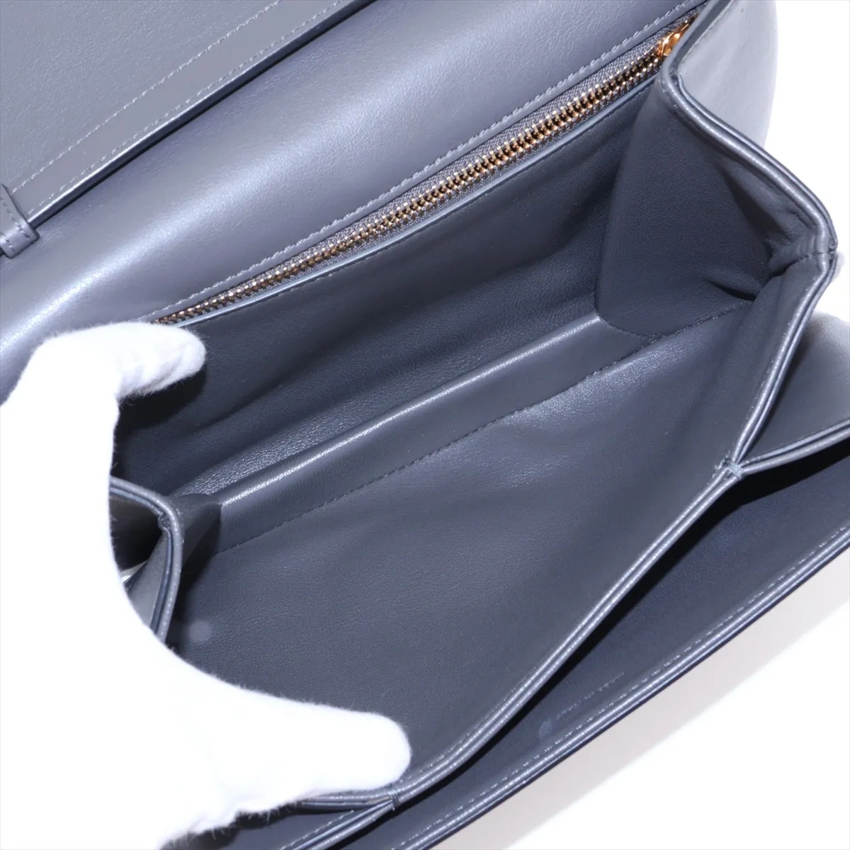 Taboo Medium Leather Shoulder Bag, Gray — view 6