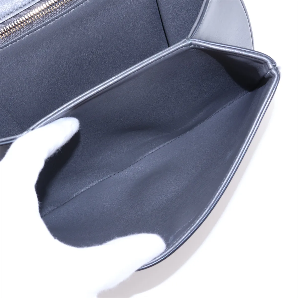 Taboo Medium Leather Shoulder Bag, Gray — view 7