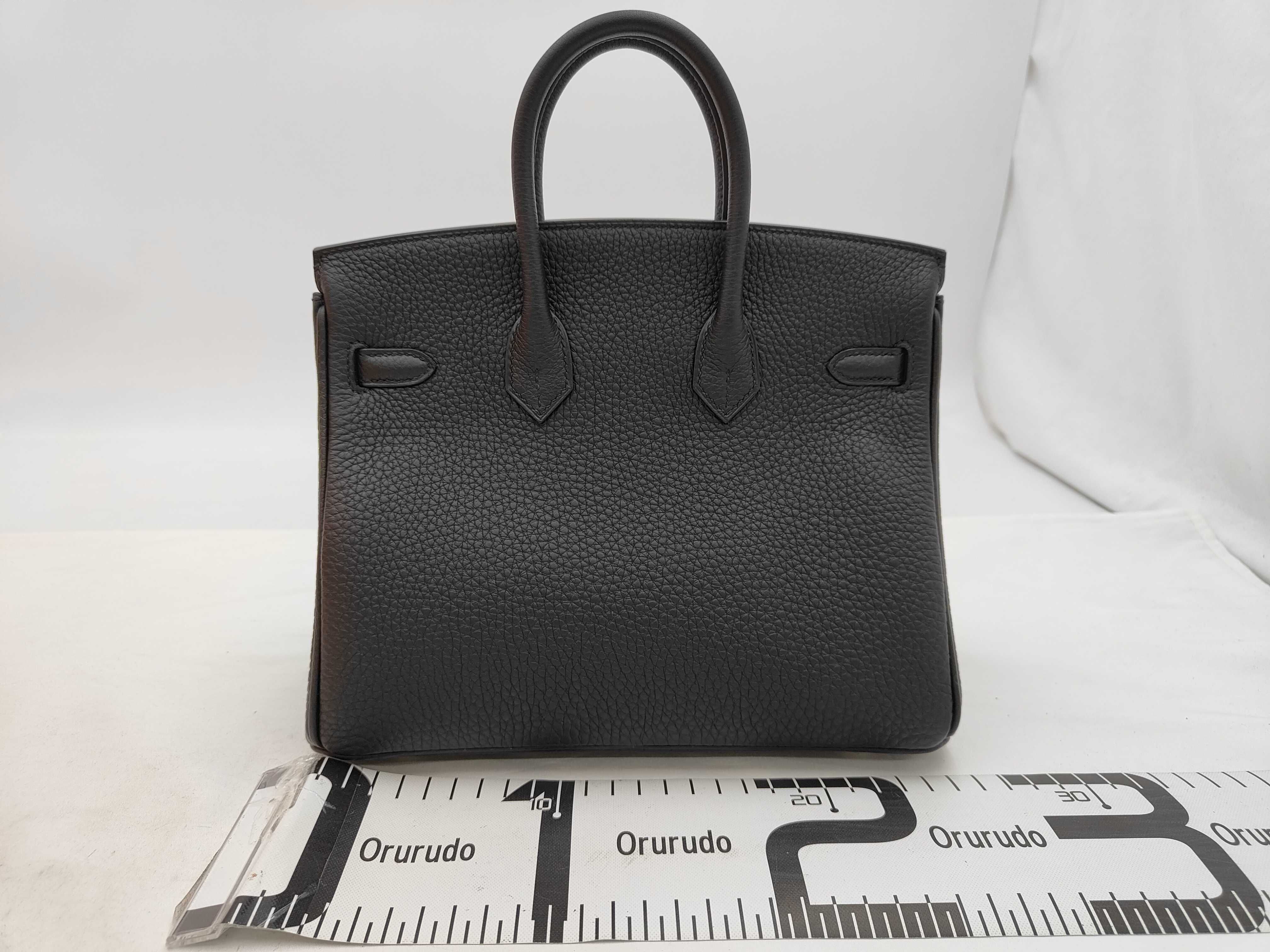 Birkin 25 G stamp Black Silver hardware handbag — view 2