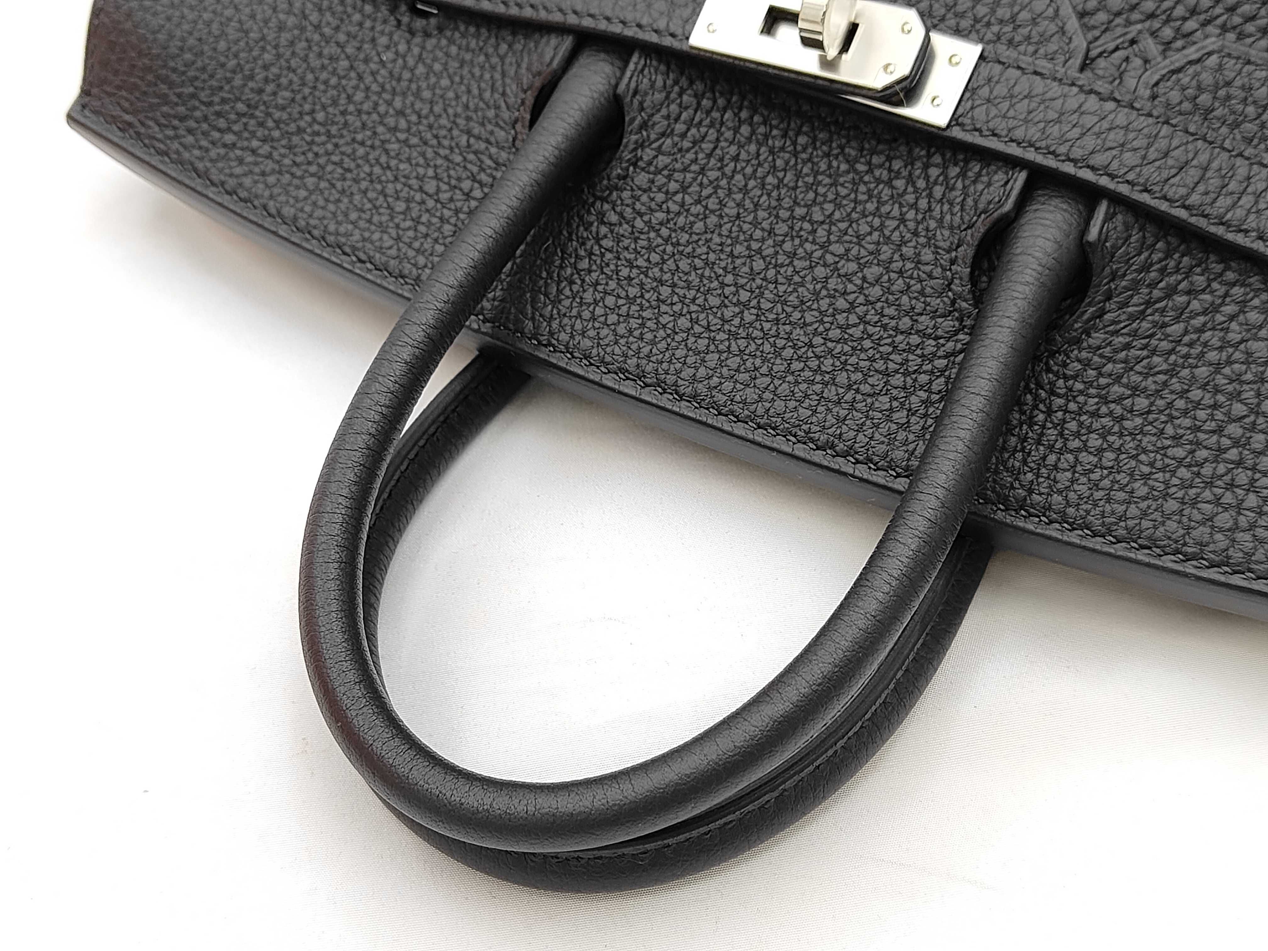Birkin 25 G stamp Black Silver hardware handbag — view 3