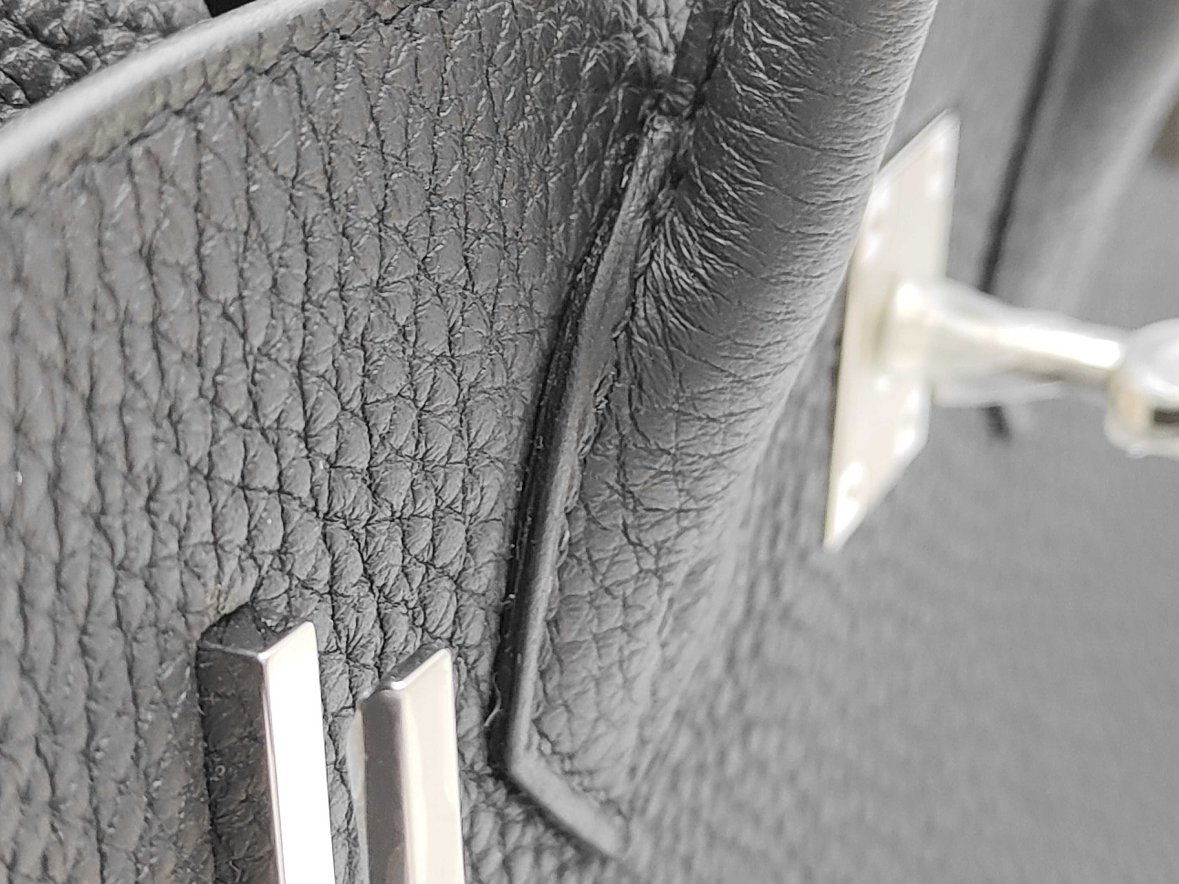 Birkin 25 G stamp Black Silver hardware handbag — view 5