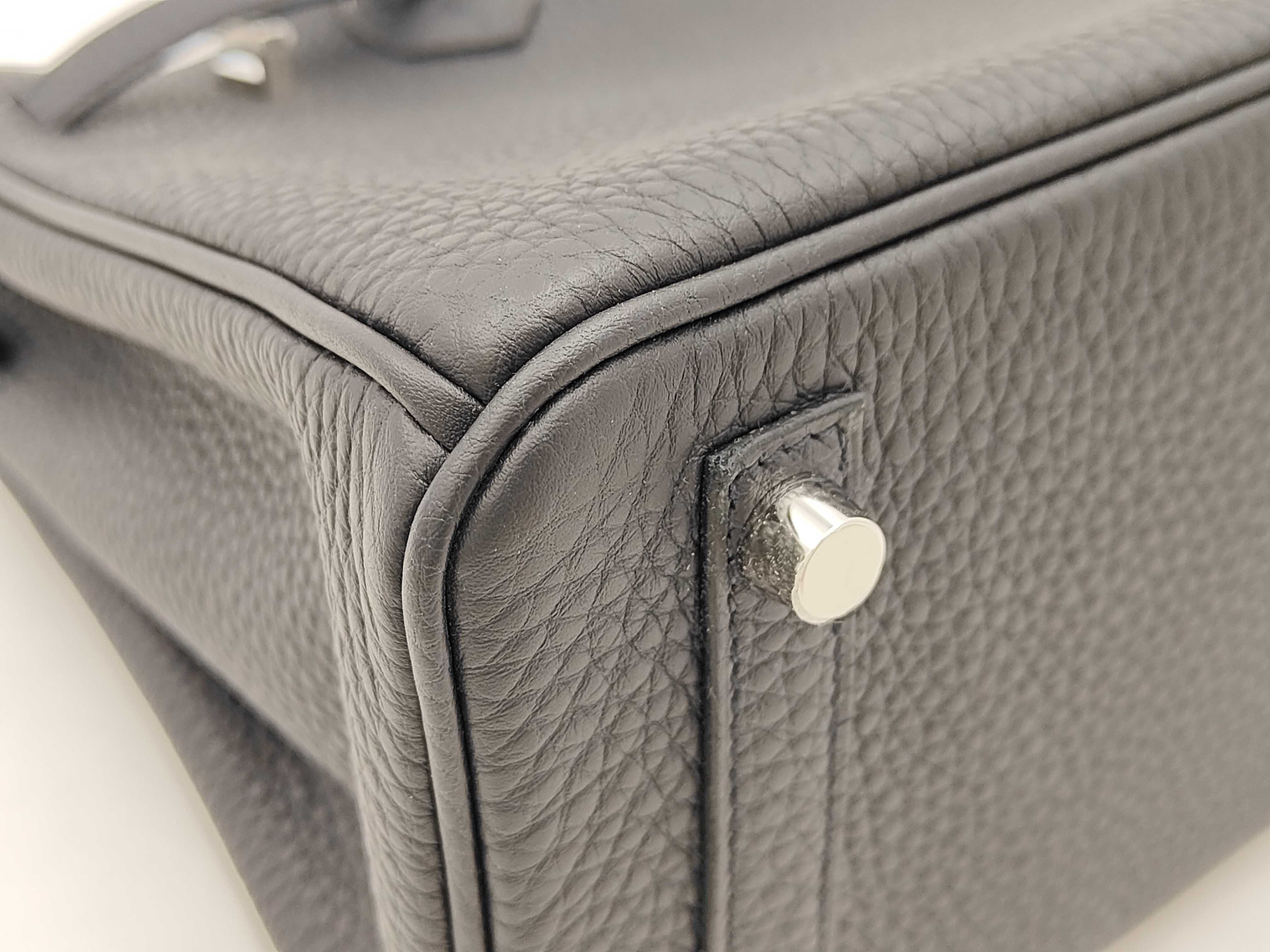 Birkin 25 G stamp Black Silver hardware handbag — view 6